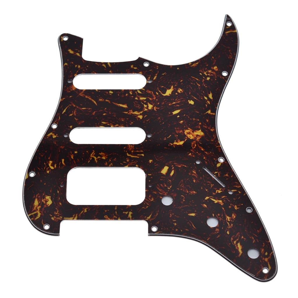 Dopro 11-Hole Strat HSS Guitar Pickguard 2-Screw Humbucking Pickup Mount for American FD Stratocaster Dark Tortoise