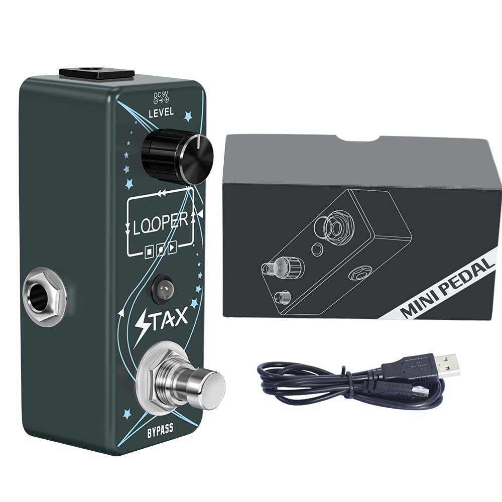 Stax Looper Guitar Pedal Unlimited Overdubs 10 Minutes of Looping, 1/2 time With USB to Import and Export Loop 3 Modes Mini Size
