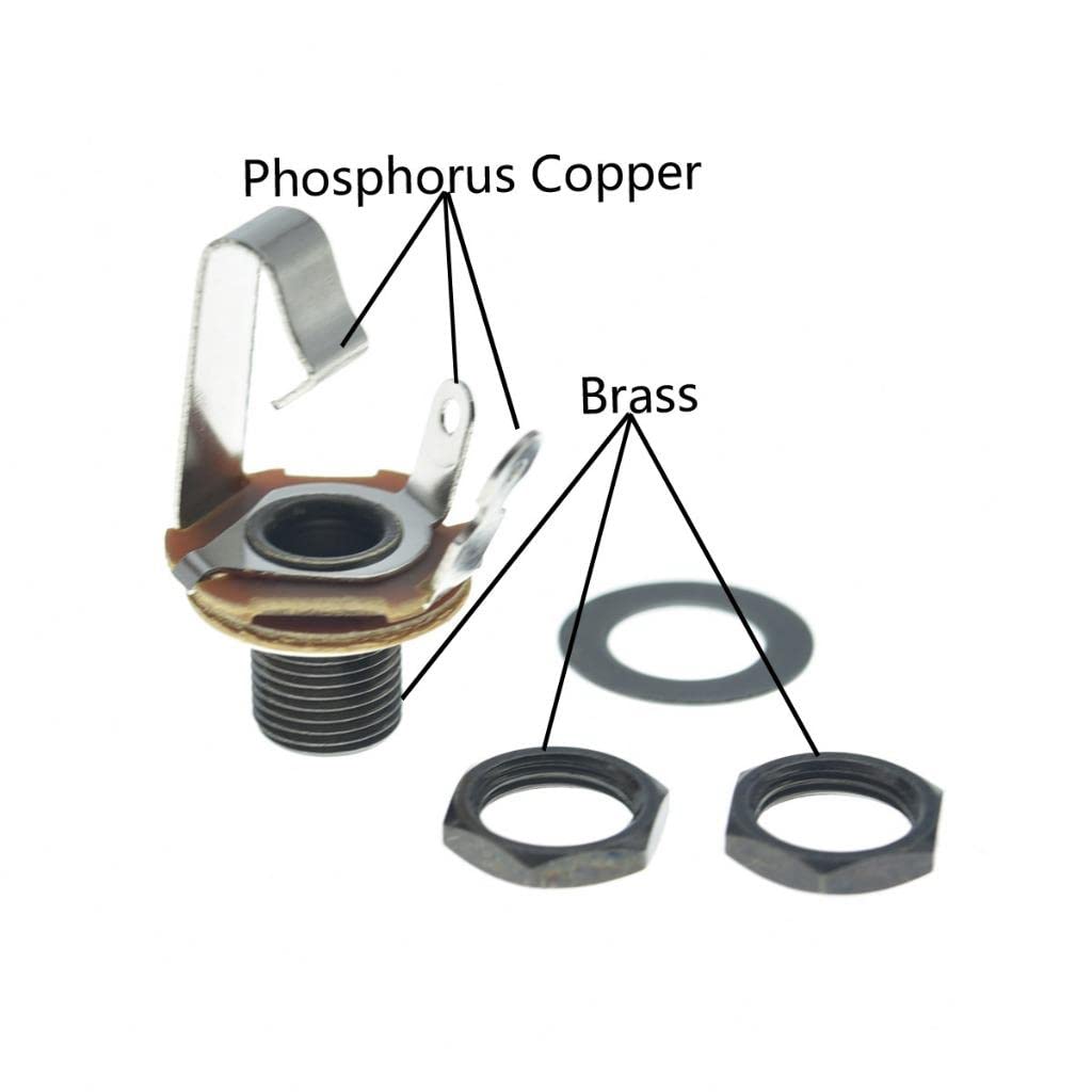 KAISH Black Nickel Brass American Thread Electric Guitar Jackplate Electrosocket Jack Plate with Brass Output Mono Jack and Scre