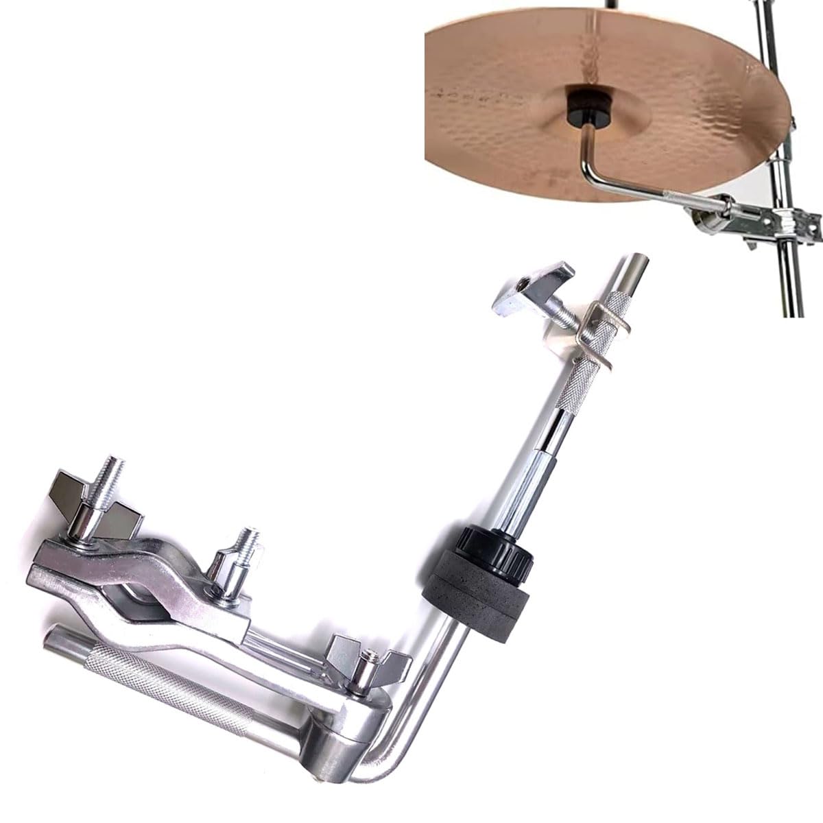 TUOREN Cymbal Boom Arm with Stand Clamp, Dual Cymbal Mount Holder for Drum Set Percussion