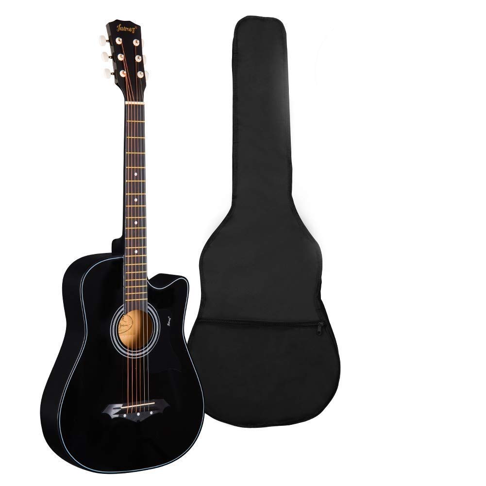 Juarez Jrz38Ctr/Bk 38 Inch Linden Wood Acoustic Guitar With Dual Action Truss Rod, Bag, Picks, Allen Key, Extra String Set, Blac