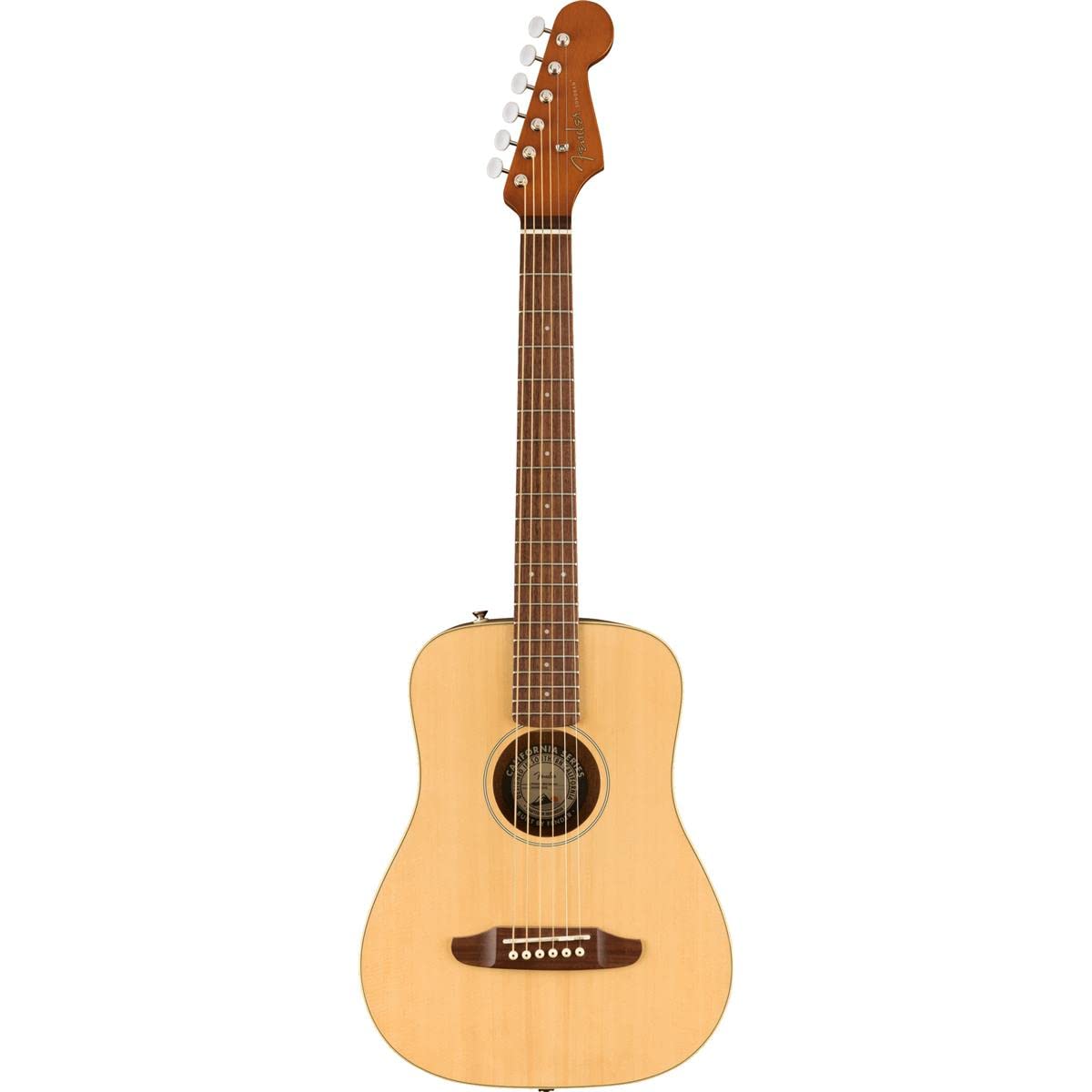 Fender Redondo Mini Acoustic Guitar, With 2-Year Warranty, Natural, Rosewood Fingerboard, With Gig Bag