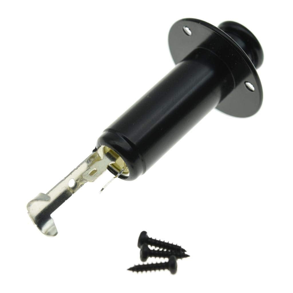 KAISH 6.35mm Acoustic Electric Guitar Bass Mono Endpin Output Jack Strap Button Jack Socket Black
