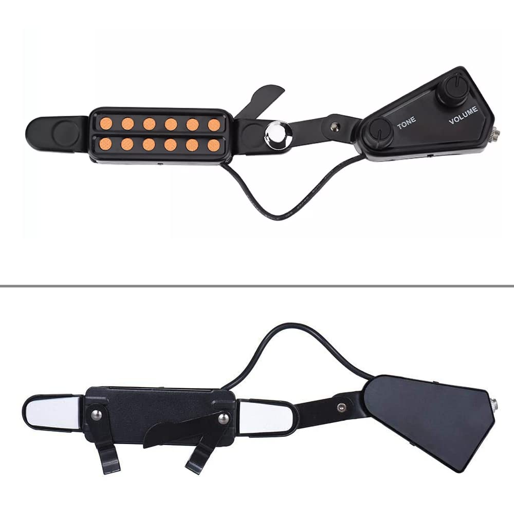 ENASGLOO 12-Hole Guitar Pickup Acoustic Electric Transducer for Acoustic Guitar Magnetic Preamplifier with Guitar Capo & 10 FT A