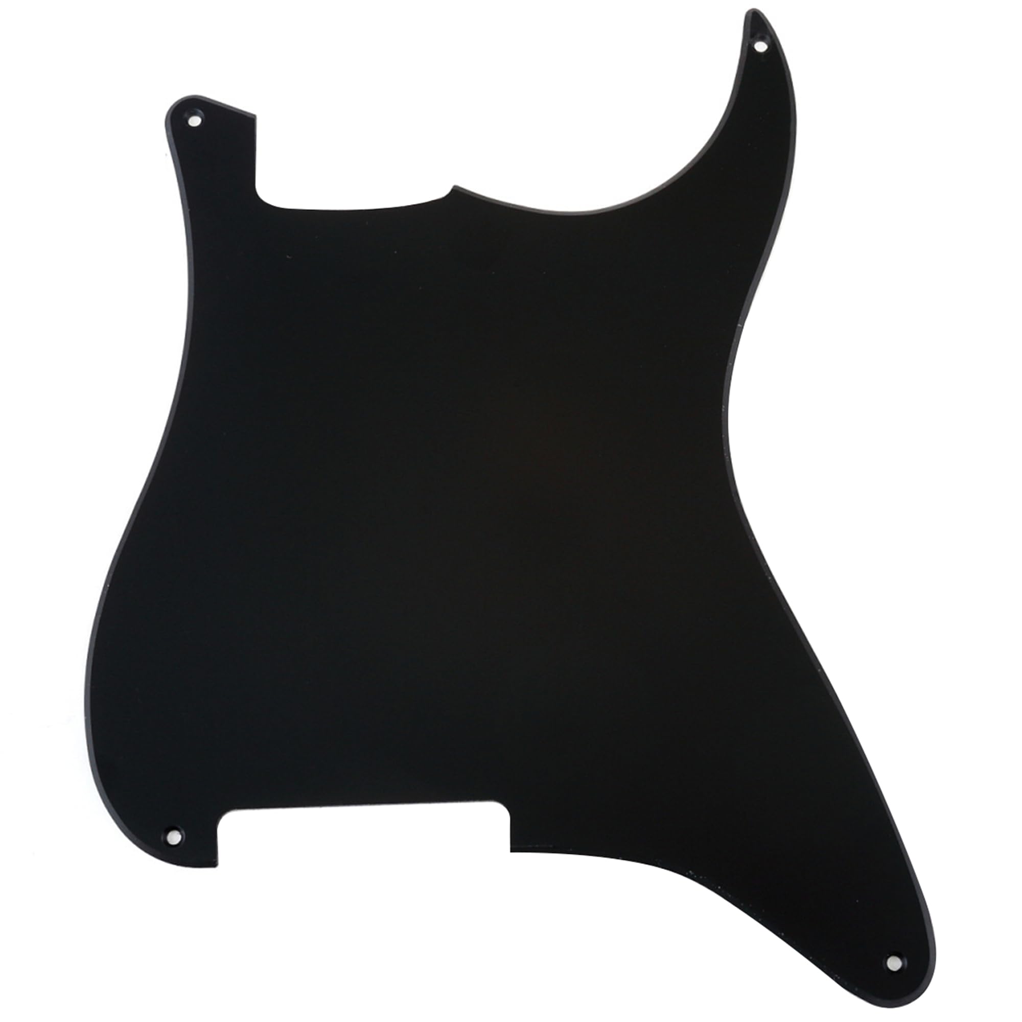 Musiclily 4 Holes Blank Custom Outline Pickguard Plate For Fender Stratocaster Strat St Style Guitar, 1Ply Matte Black