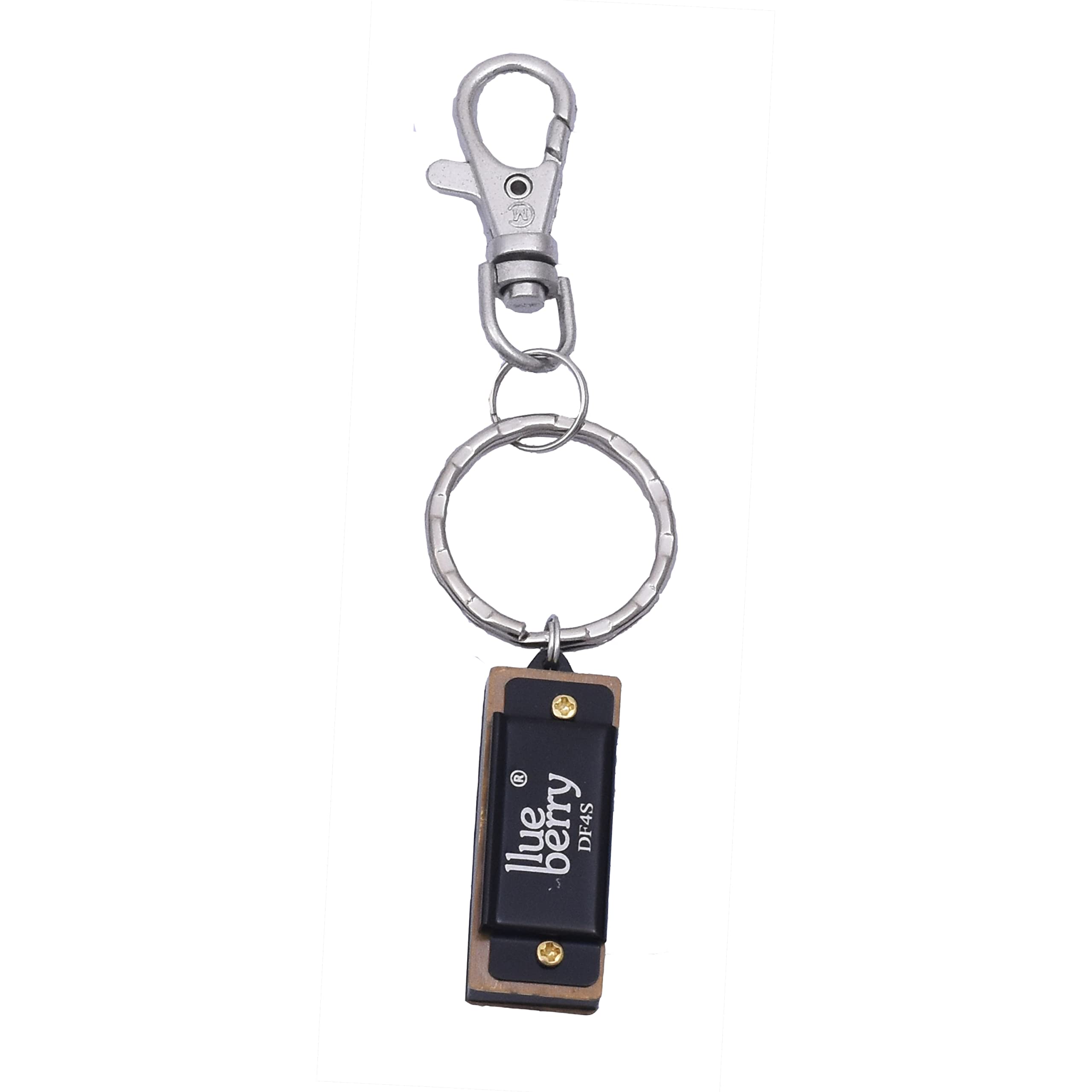 Blueberry R-401 Mini Blues Harmonica Key Chain - 4 Hole 8 Tone C Key Mouth Organ (Black)