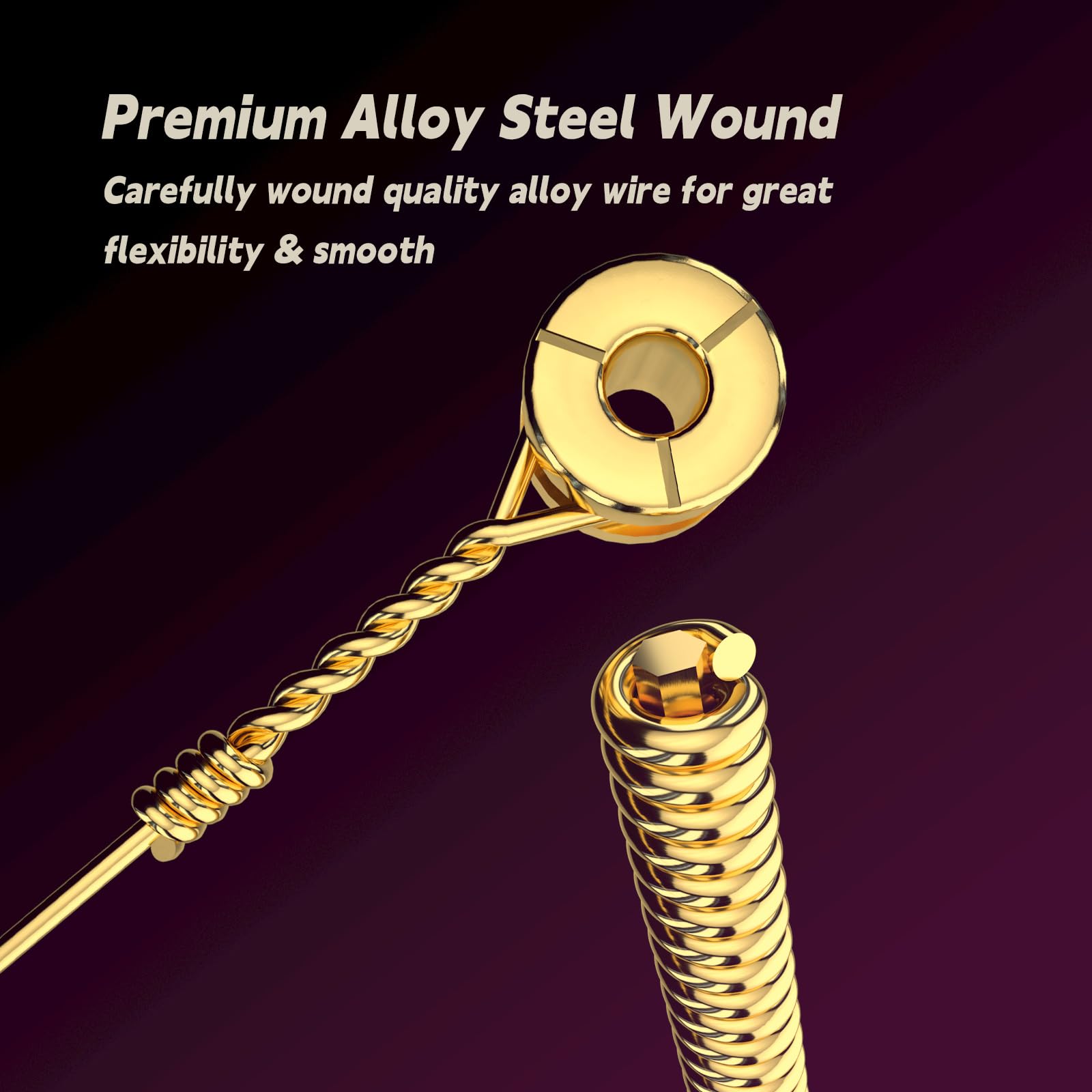Alice Coated Electric Guitar Strings with Alloy Steel Winding - Gold Polished for Smooth Feel and Warm, Bright Tone, Ball End wi