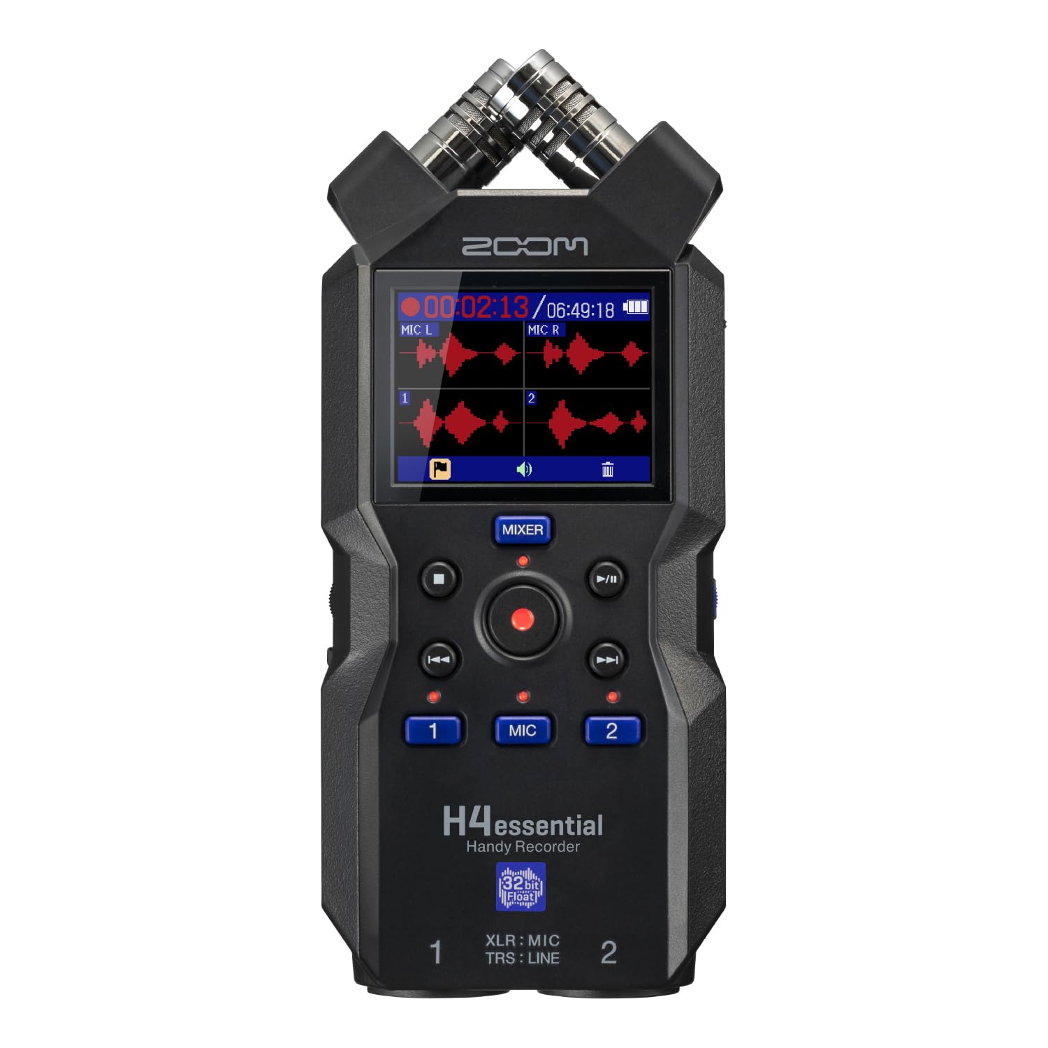 Zoom H4essential 4-Track Handy Recorder (2024 Model, Essential Series) with 32-Bit Float, Accessibility, Stereo Microphones, 2 X