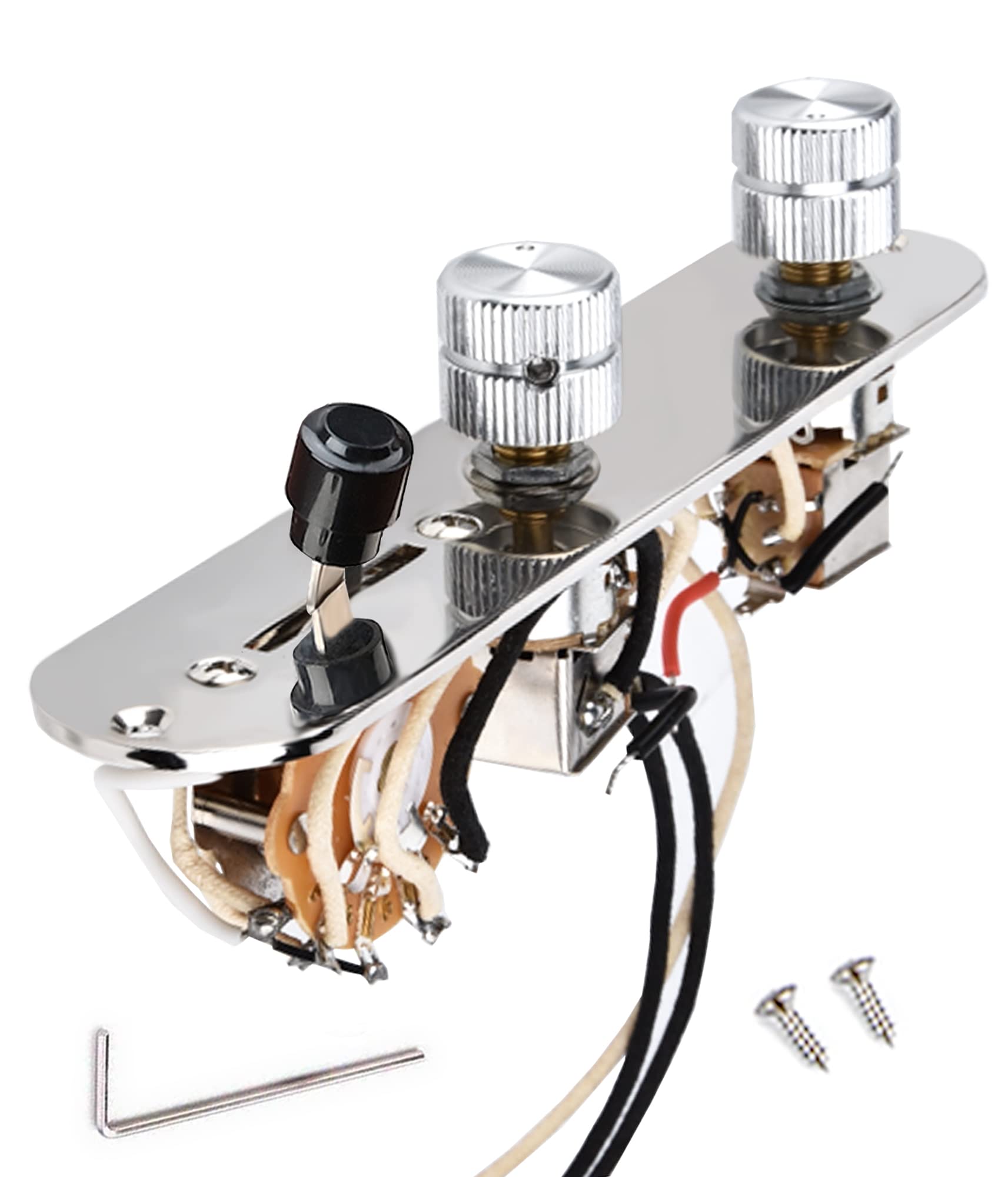 Lamsam Prewired 9 Tone Guitar Control Plate Assembly, Loaded 3-Way Blade Switch Double Push Pull Potentiometer Pot Speed Knobs T