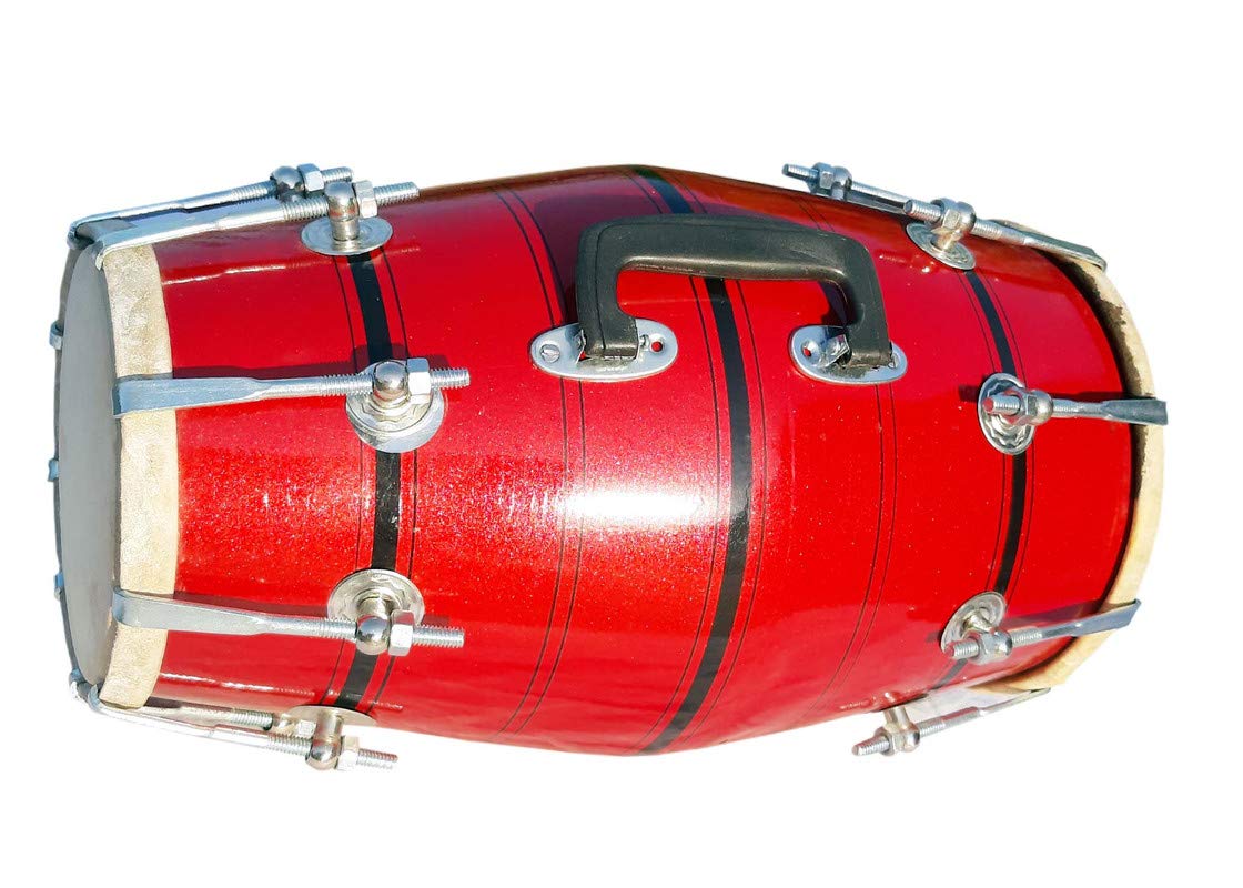 Gt Manufacturers Wood Dholak Musical Instrument Drum Nuts N Bolt Dholak-Red
