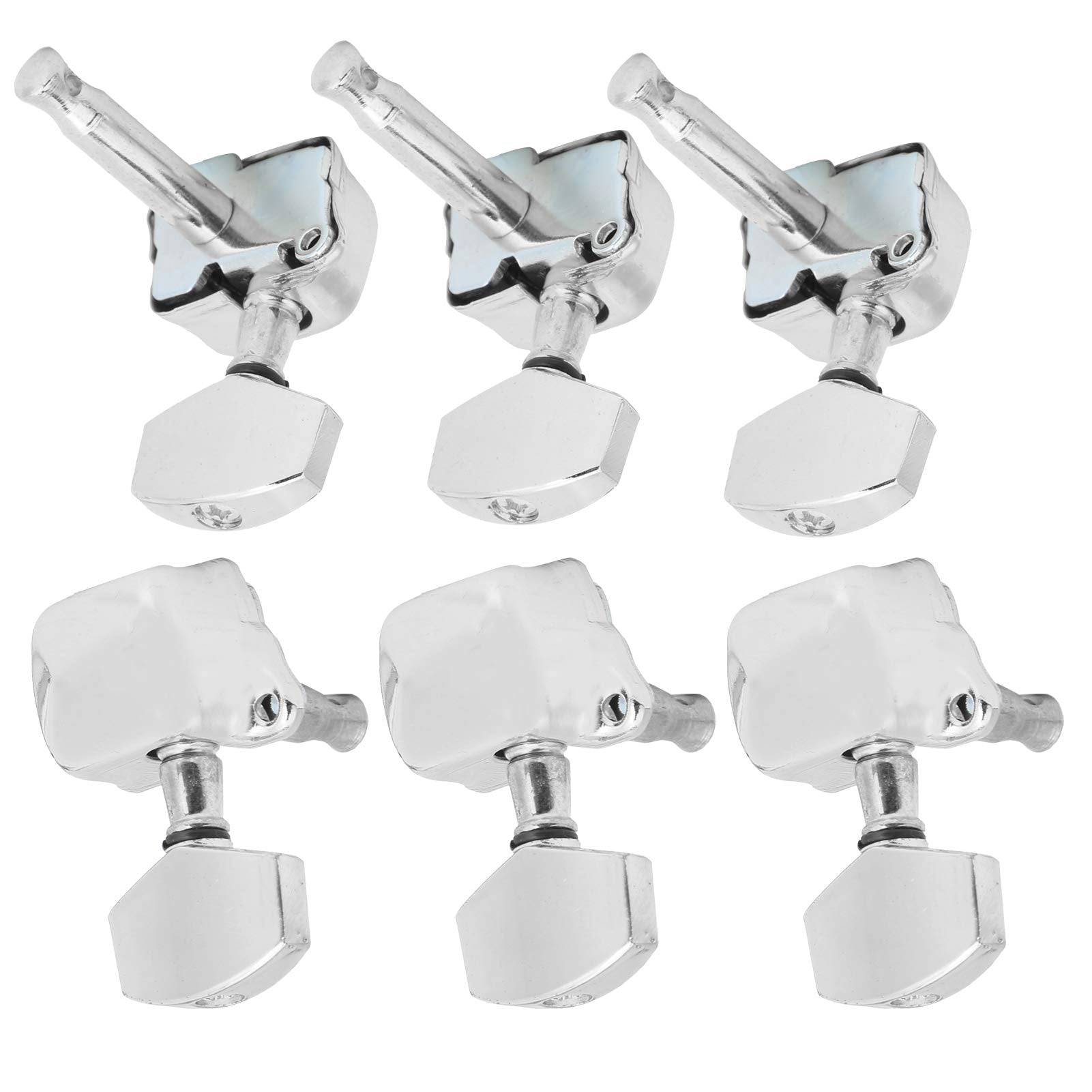 3 Left 3 Right Acoustic Guitar SemiClosed String Tuning Pegs Tuning Keys Machine Heads for Acoustic Guitar(Silver)