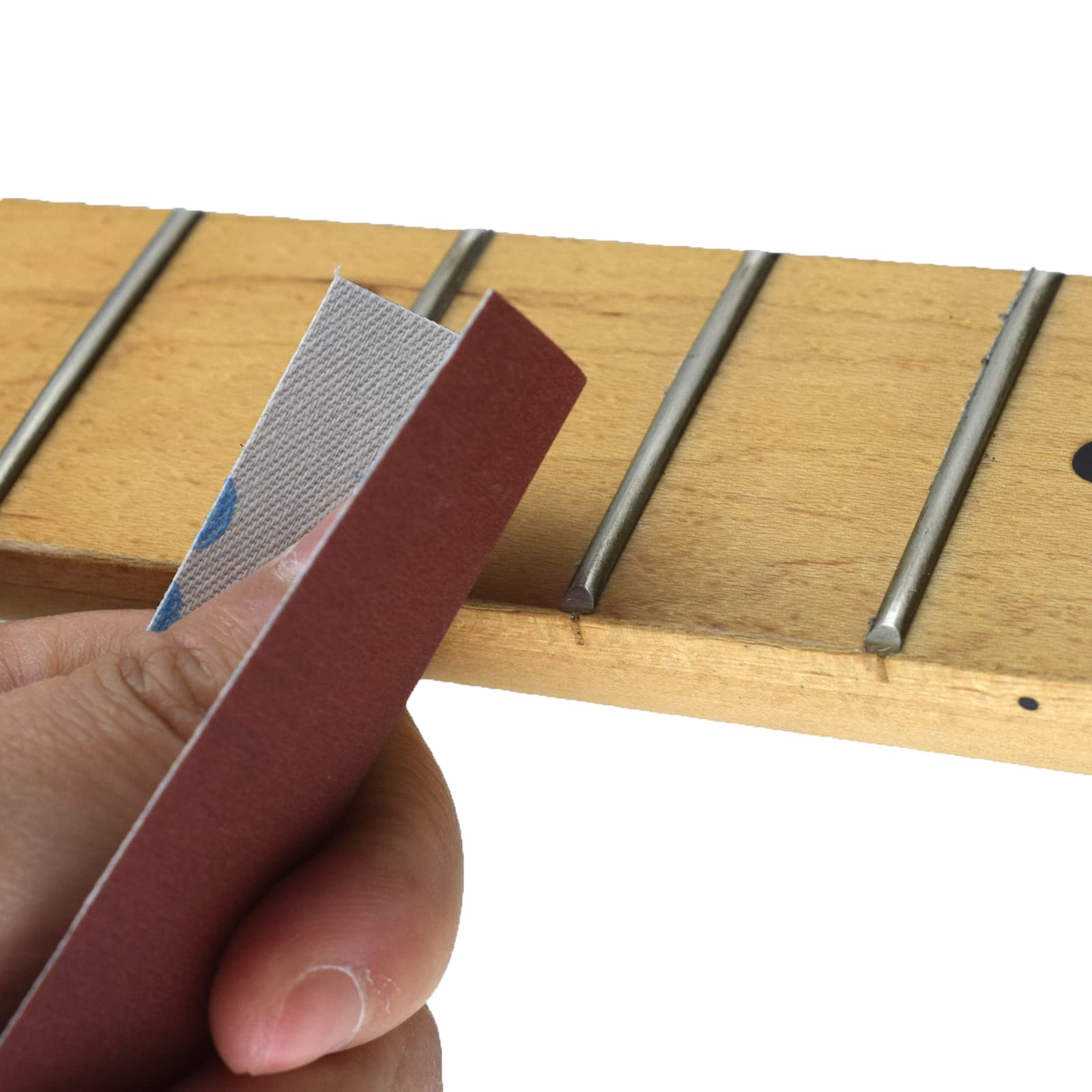 iluiz Guitar Fret End Dressing File With 35/90 Degree and 600 1000 Grit Sandpaper Professional Fret End Bressing Fret Beveling F