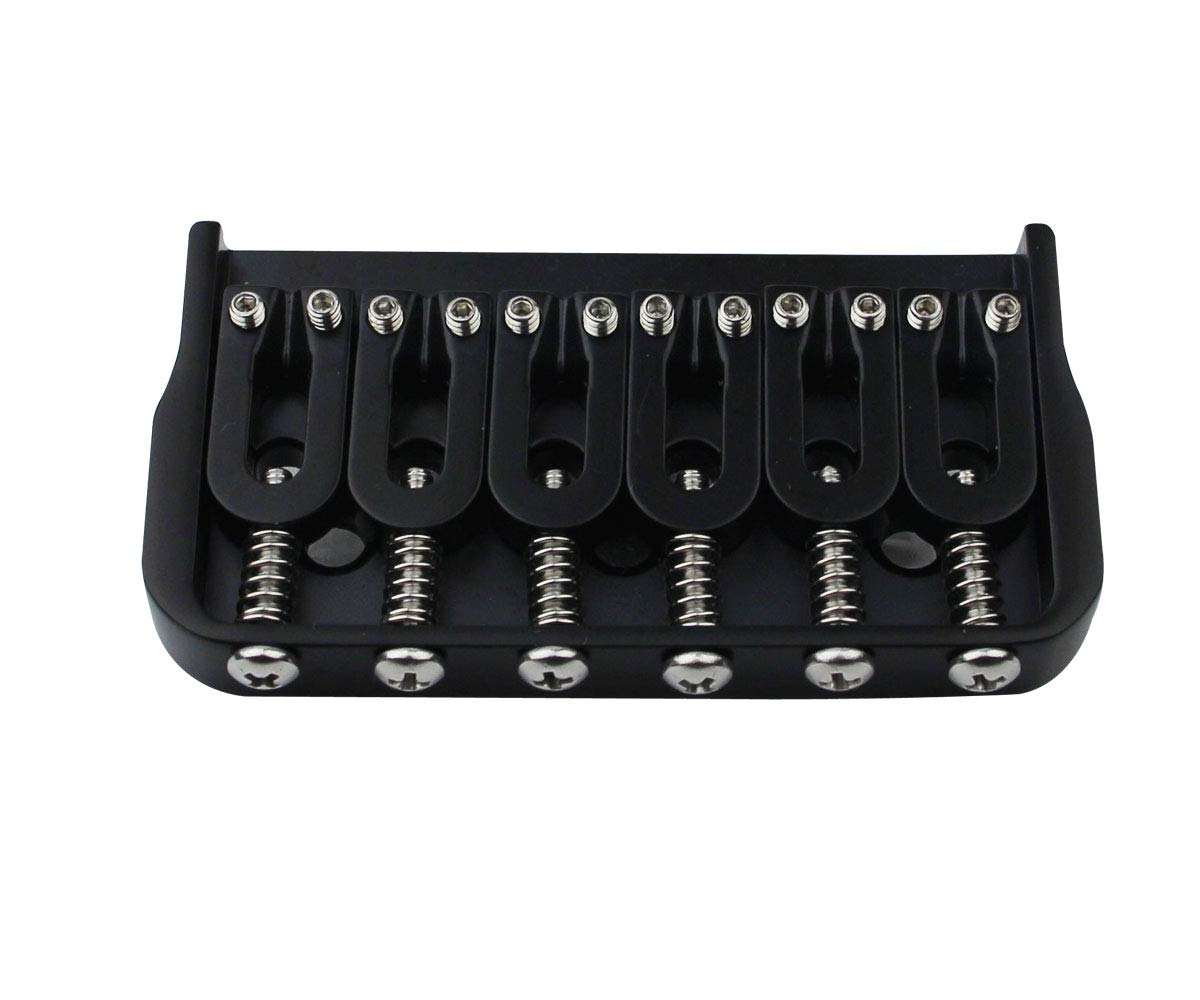 Guyker 6 String Guitar Fixed Bridge - Metal Hardtail Bridges Replacement Part For Electric Guitar (Black)