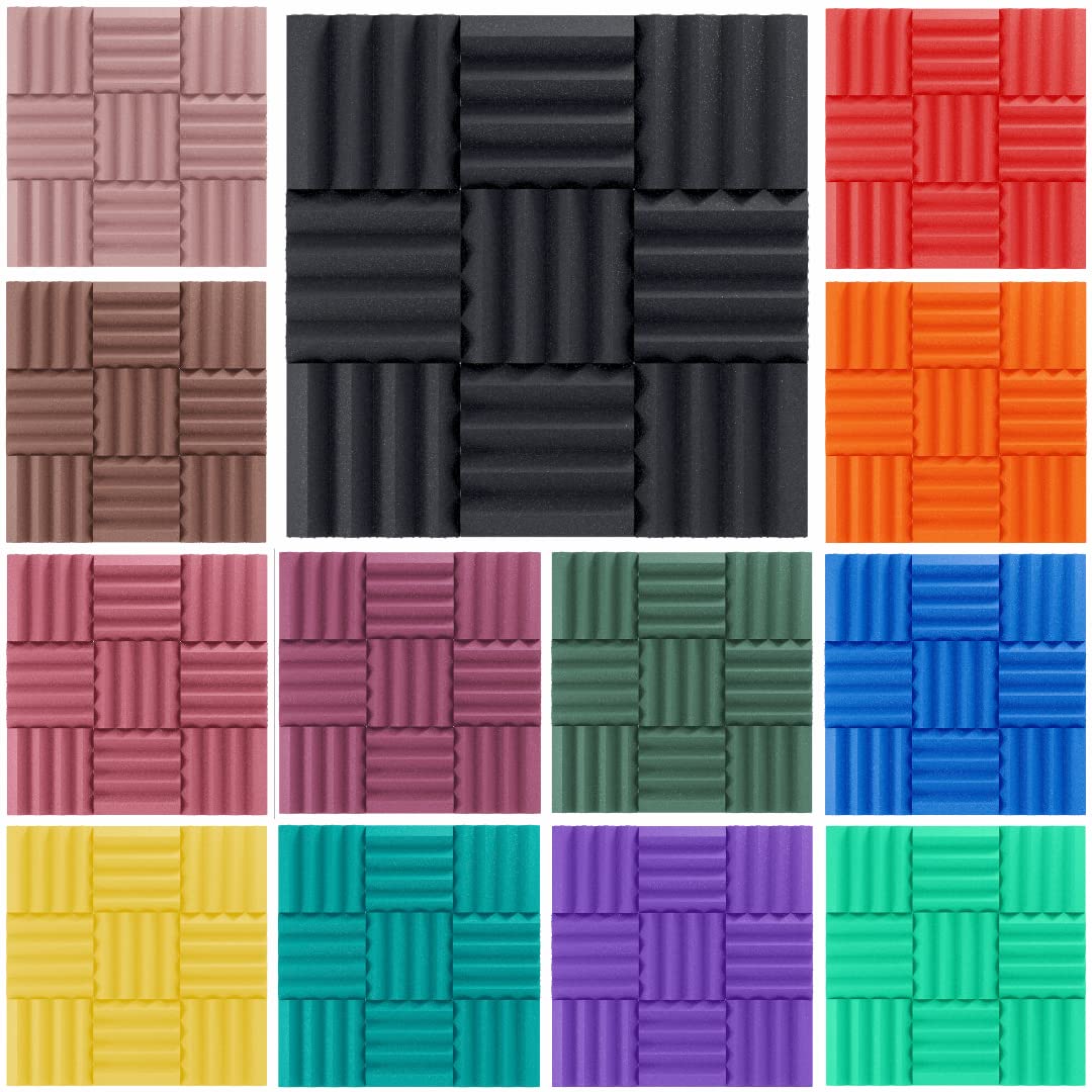 Soundproofing Acoustic Studio Foam - Bass Absorbing Wedge Style Panels 2 Pack 12In X 12In X 3 Inch Thick Tiles (Charcoal)