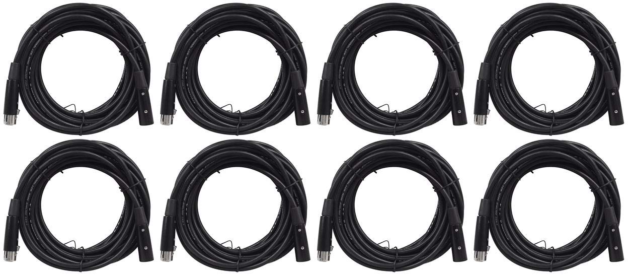Rockville RDX5M25 25 5-Pin DMX Lighting Cable, 100% OFC Copper, Black Nickel-Plated Connectors, 120 Ohm, Durable PVC Jacket, fo