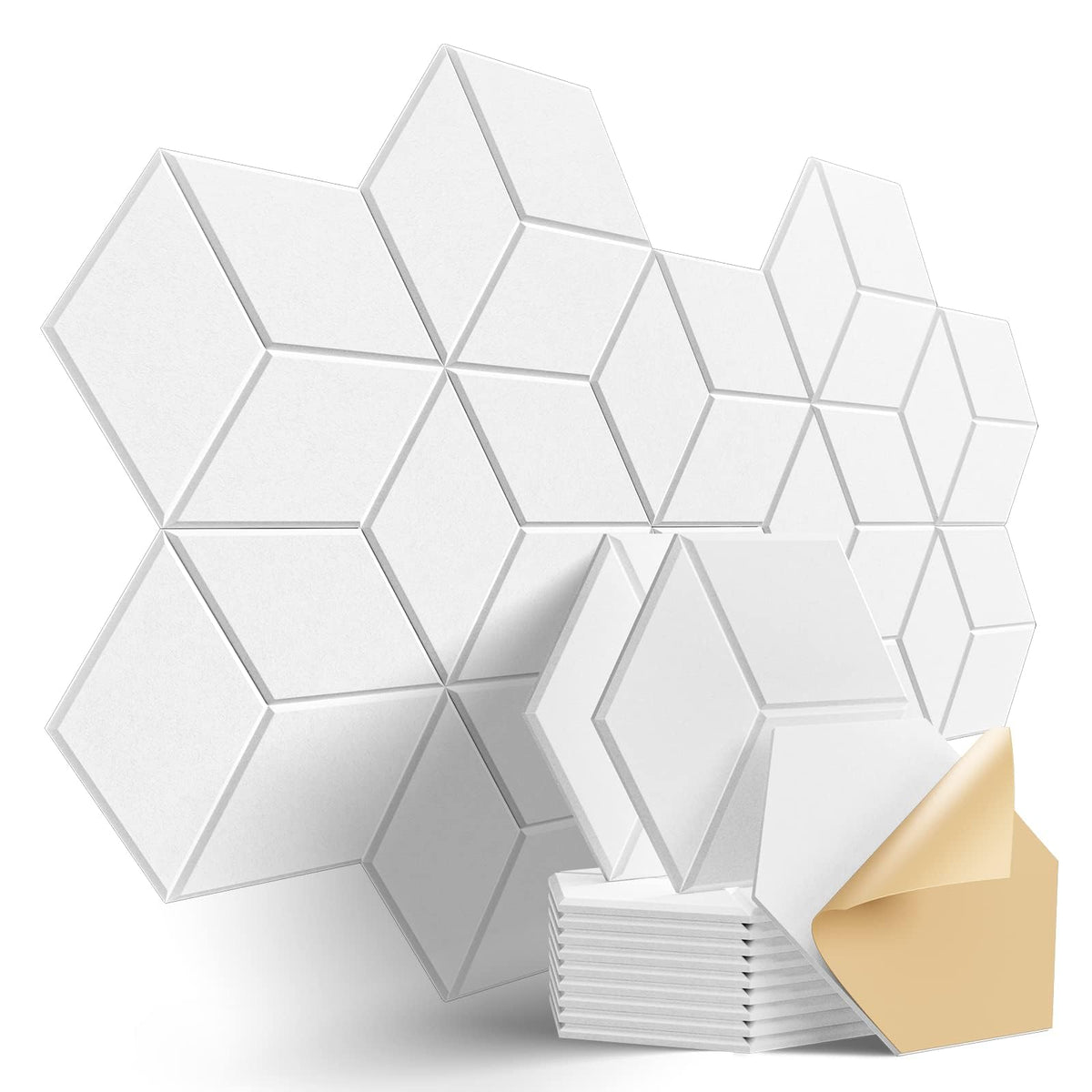 Dailycooper 12 Pack Self-Adhesive Acoustic Panels 12'' X 10'' X 0.4'' - Sound Proof Foam Panels With High Density, Stylish Y-Lin