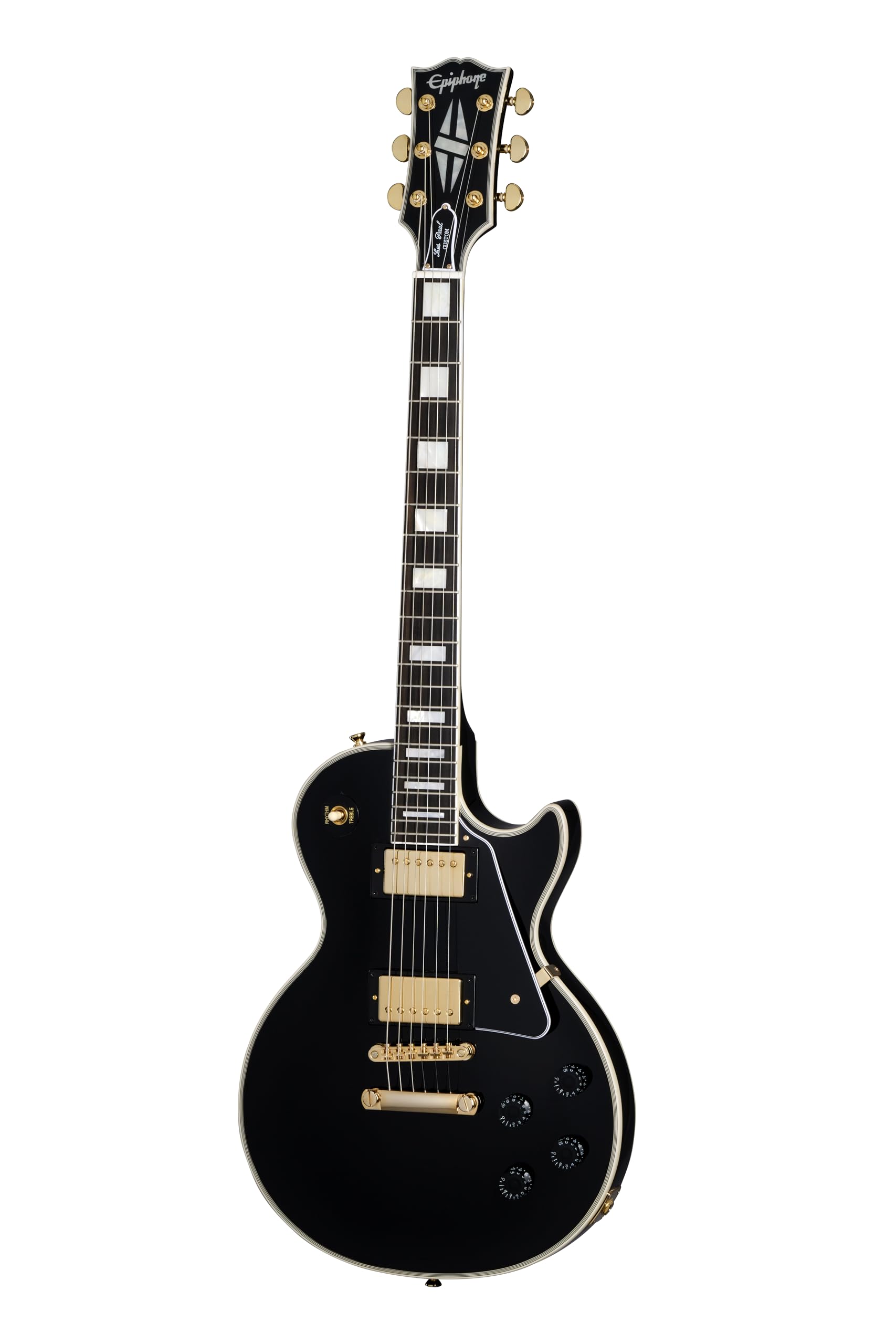Epiphone Inspired by Gibson Custom Les Paul Custom, Ebony Gold Hardware with Hard Case