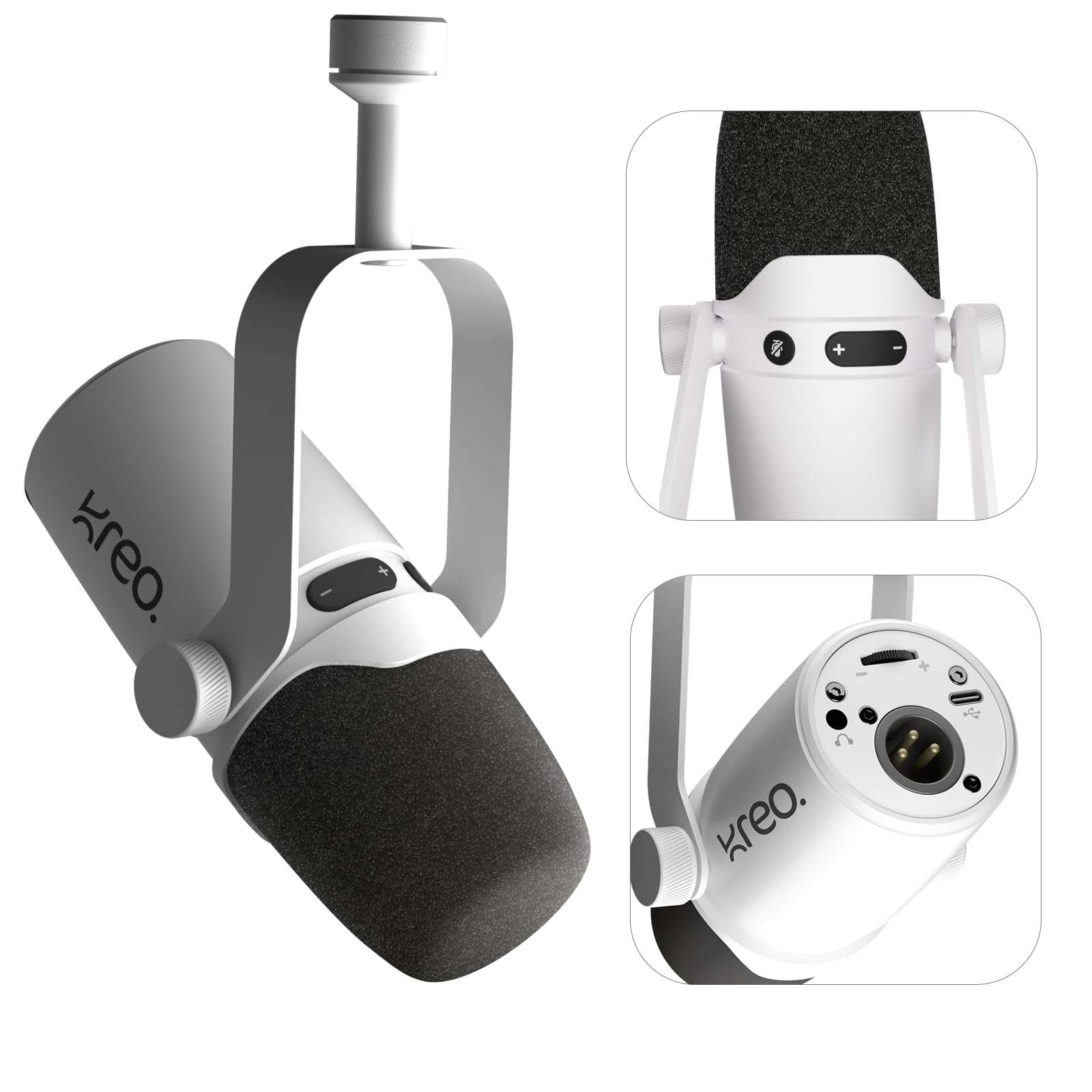 Kreo Kast Dynamic Mic, XLR/USB, for Podcasting, Gaming, Streaming, Recording, Durable All Metal Body with Dynamic Mic with Cardi