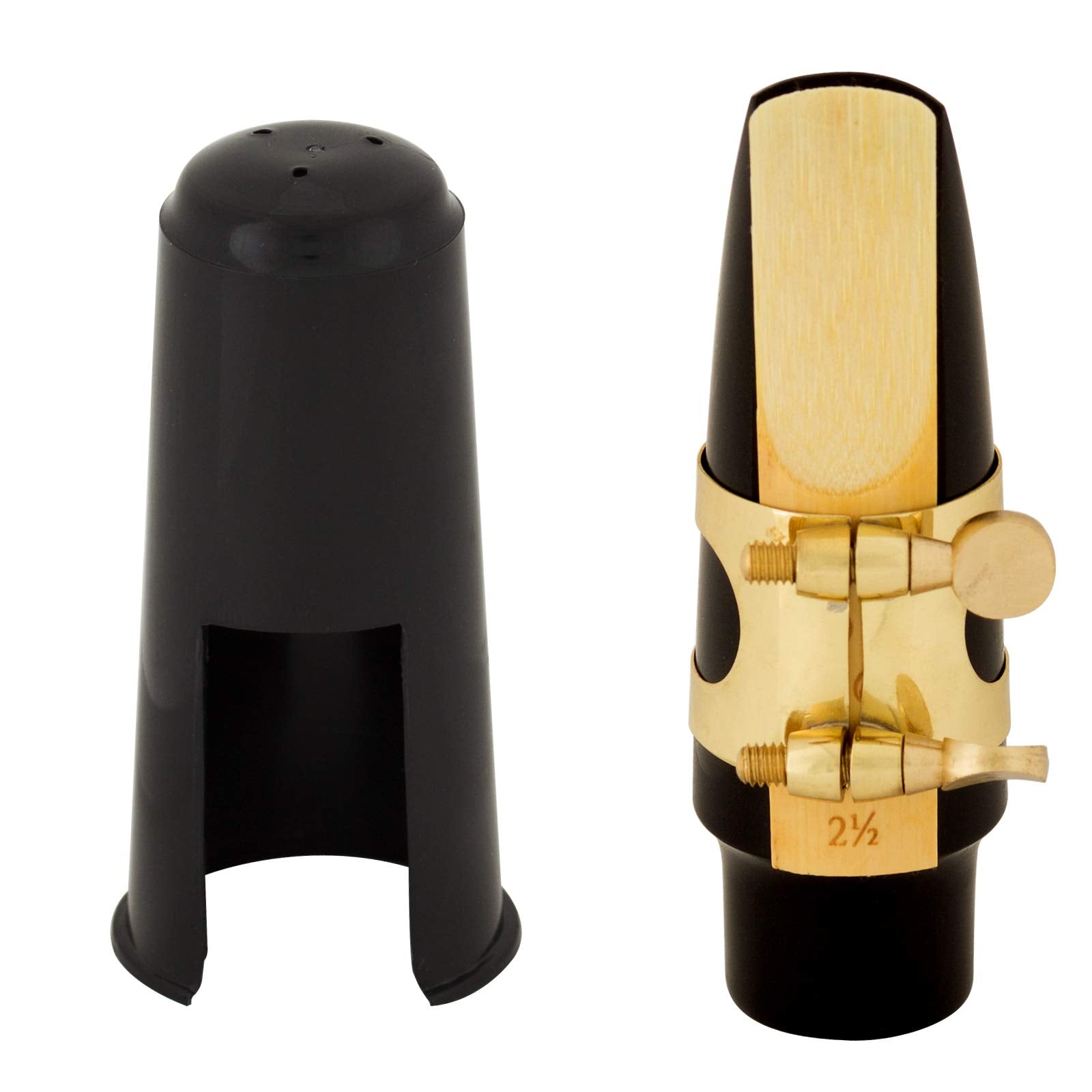 Cecilio 4C Alto Saxophone Mouthpiece with Ligature, One Reed and Plastic Cap (Gold Lacquered)