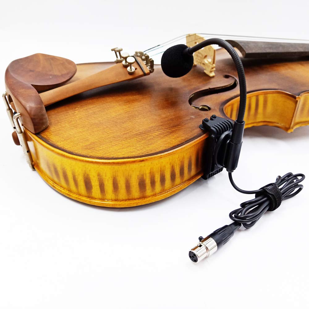 4/4 acoustic violin fiddle gooseneck clip condenser microphone for shure bodypack transmitter wireless system with 4 pin mini xl