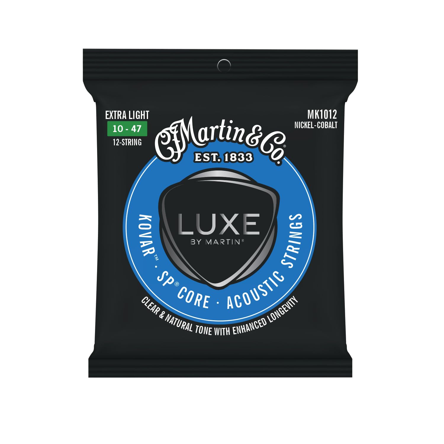 LUXE BY MARTIN Kovar SP Core Guitar Strings - Extra Light 12-String Set | Nickel-Cobalt Alloy Wrap with SP Core | Lower Tension,