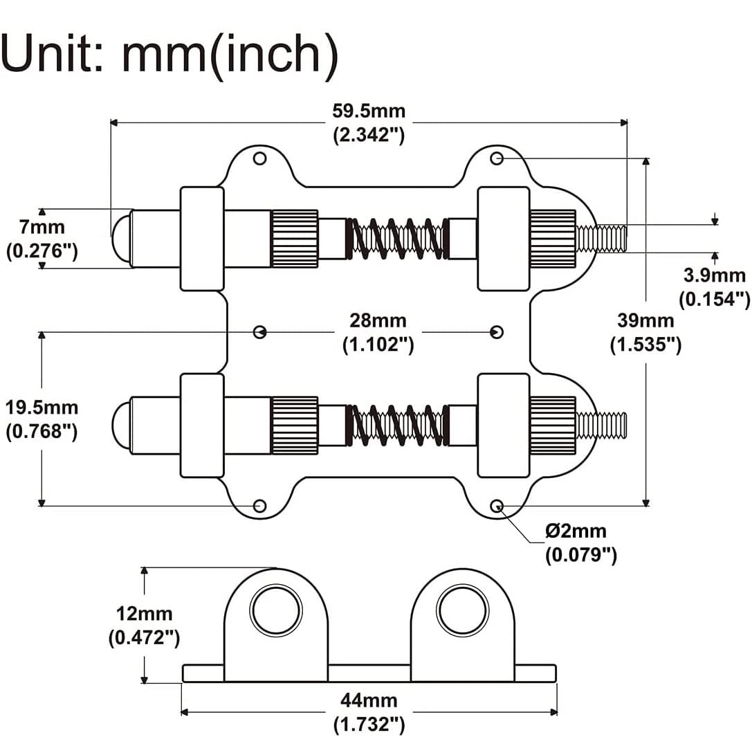 TUOREN Dual-Brass-Rod Tremolo Stabilizer Stopper Kit Compatible with Floyd Rose and other Floating Guitar Bridge Tremolo Bridge