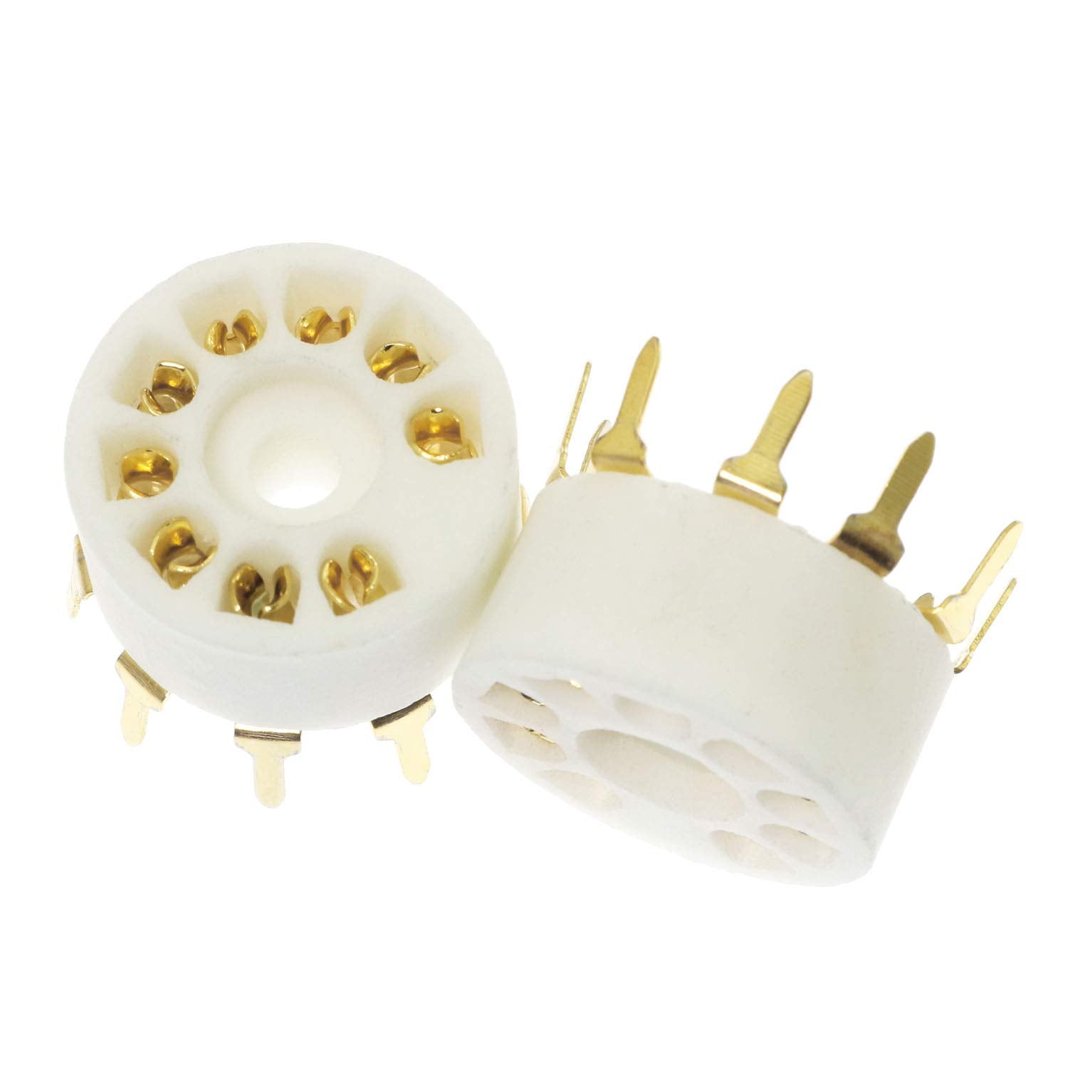 SQXBK 4PCS B9A Ceramic 9 Pin Gold PCB Tube Socket for 12AX7/ECC83/6922/6n11