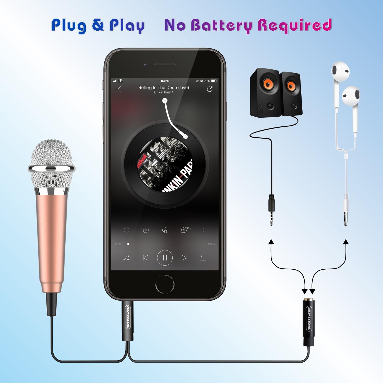 Wootrip [2PCS] Mini Karaoke Microphone, Mini Voice Recording Microphone Portable Karaoke Mic for Singing, Recording, Voice Recor