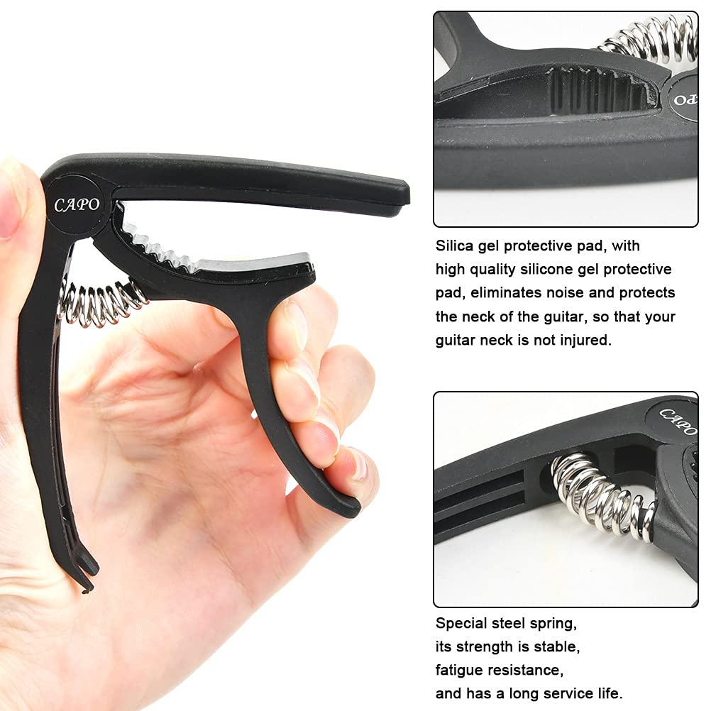 TIMESETL Guitar Accessories Kit Guitar Tool Changing Kit Include Acoustic Guitar Strings, Tuner, Capo, String Winder, Picks, Pic