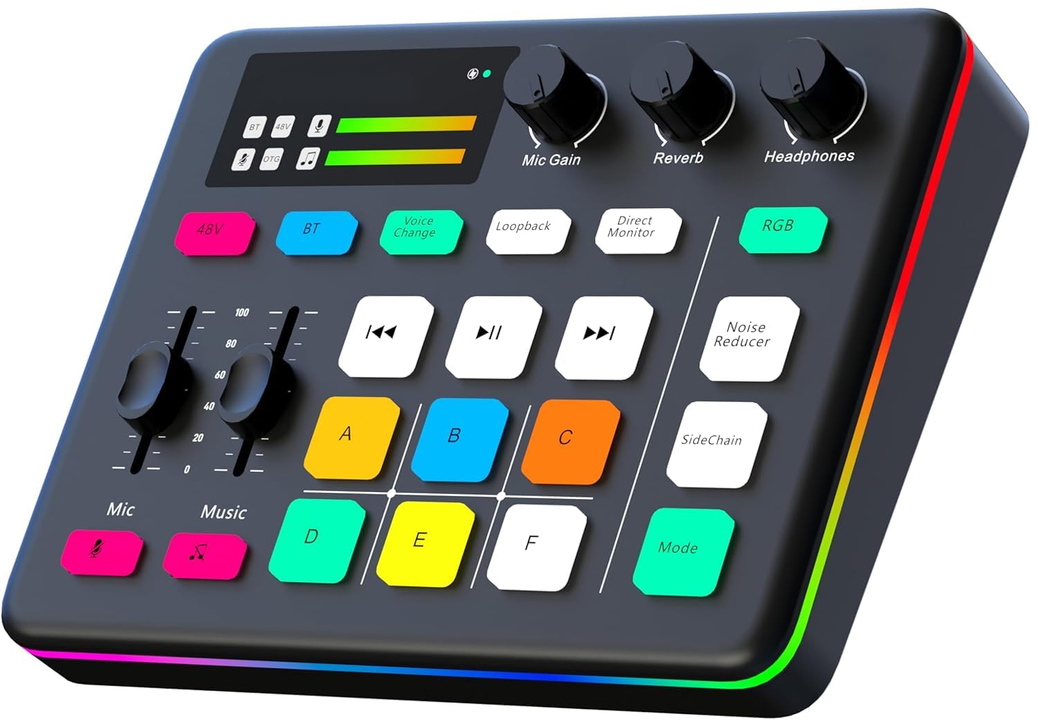 Xclamor G1 Gaming Audio Interface & Sound Card With Rgb, 48V Phantom Power, Bluetooth, Voice Changer, Noise Reduction, For Live 