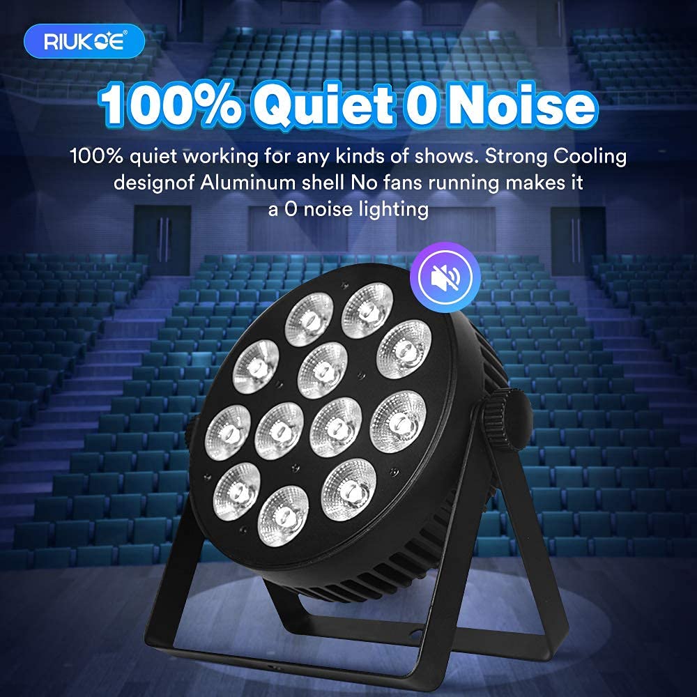 RIUKOE Stage Light Led Par Aluminum Cast Fanless Accent Light DMX RGBW 96W Dj Lights Sound Activated Powerful SlimPAR Led Wash U