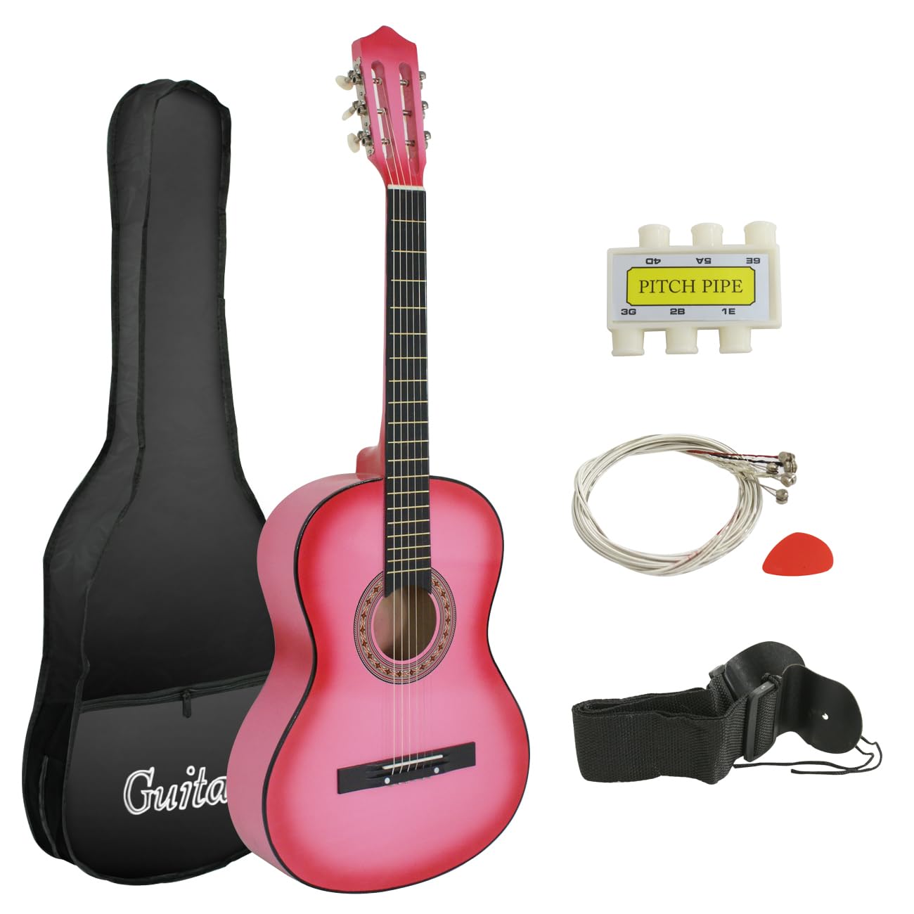 Smartxchoices 38'' Kids Acoustic Guitar Bundle Kit For Starter Beginner Music Lovers, 6-String Folk Guitar With Gig Bag, Extra S