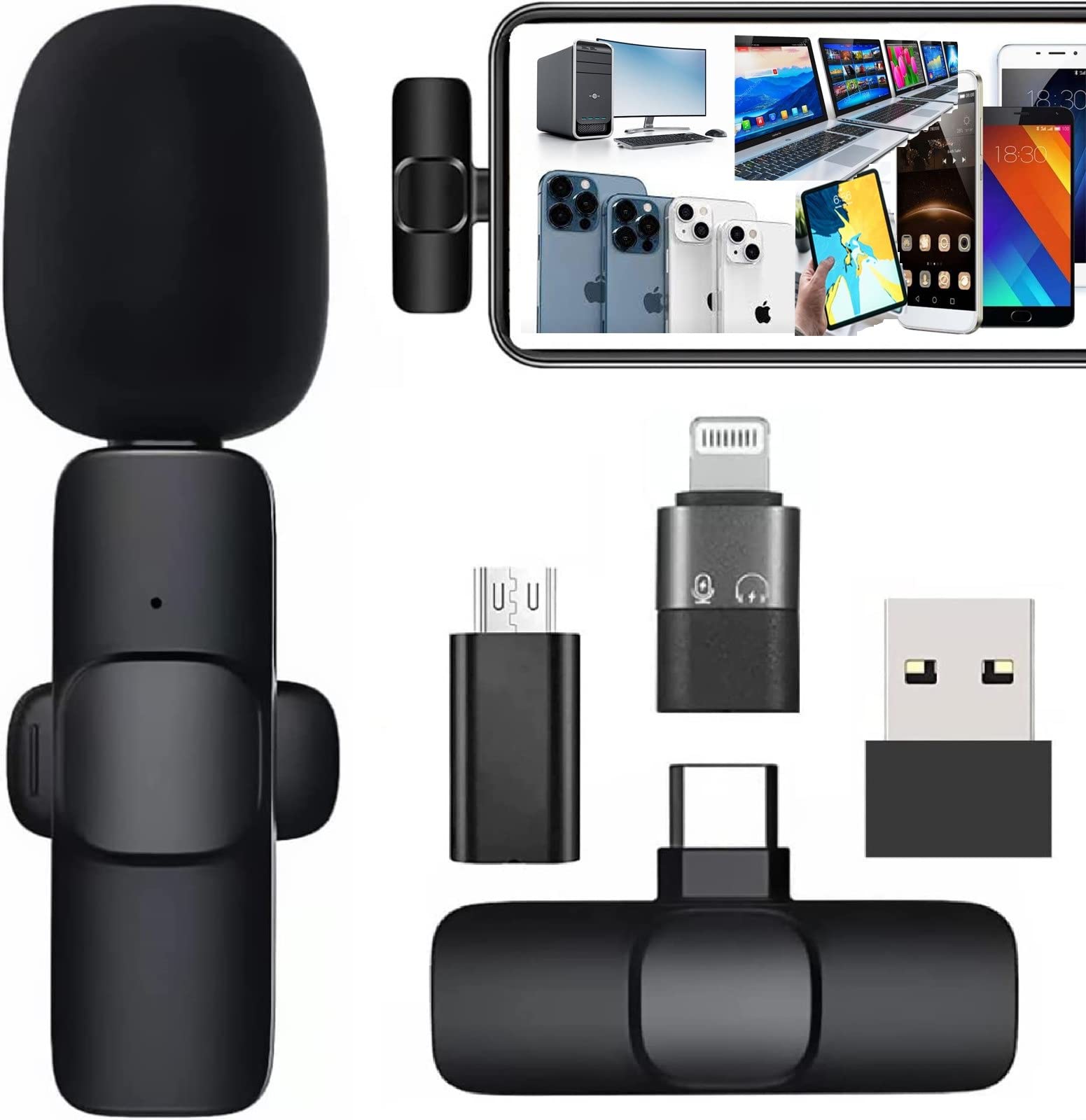 Careflection K8 V4 Wireless Collar Clip Mic For Type-C V8 Micro Usb Android Phone, Tablets, Ios - Iphone Ipad Pc Usb Supported L
