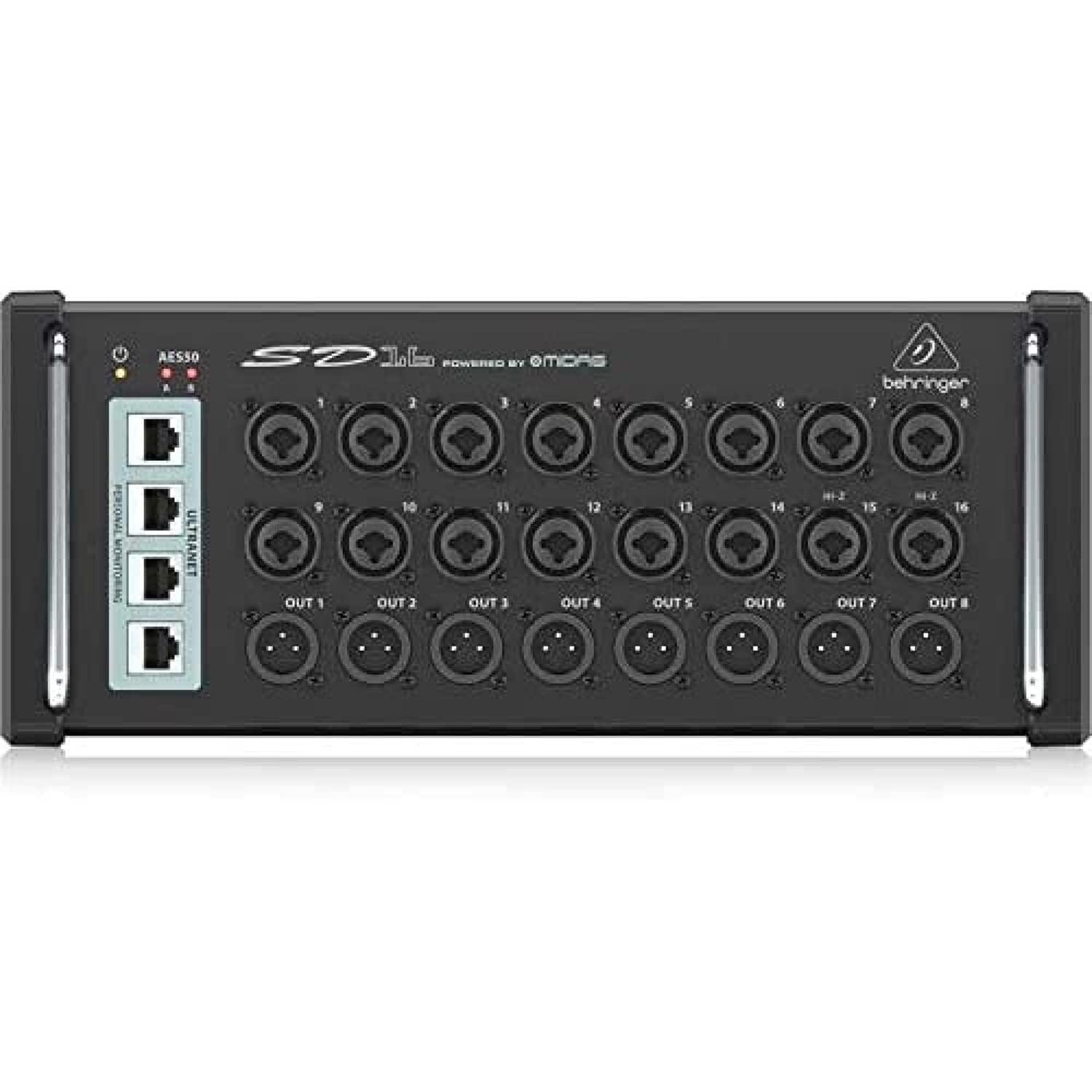 Behringer SD16 I/O Stage Box with 16 Remote-Controllable Midas Preamps, 8 Outputs, AES50 Networking and ULTRANET Personal Monito