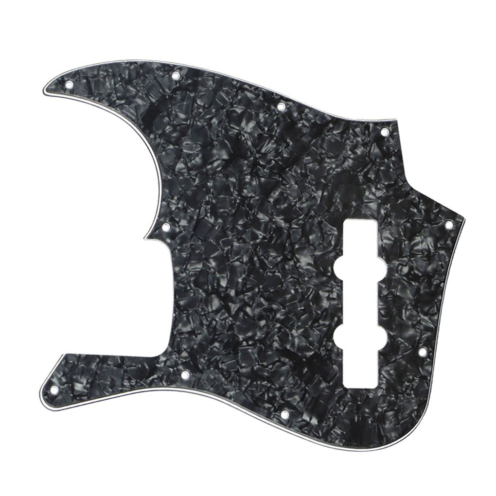 FLEOR 10 Hole J Bass Pickguard Scratch Plate Pick Guards for 4 Strings American/Mexican Standard J Bass Part, 4Ply Black Pearl