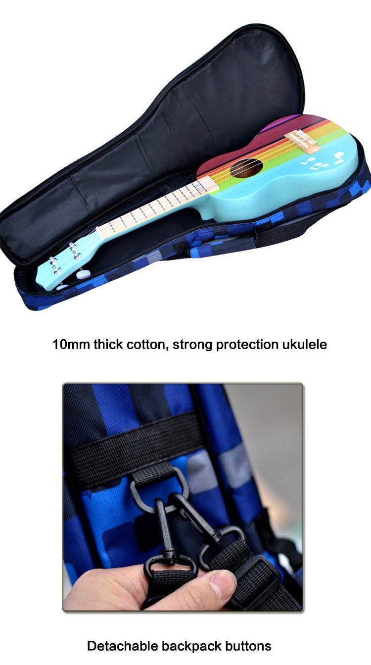 HOT SEAL 10MM Waterproof Durable Colorful Ukulele Case Bag with Storage (26in, Blue Flowers)