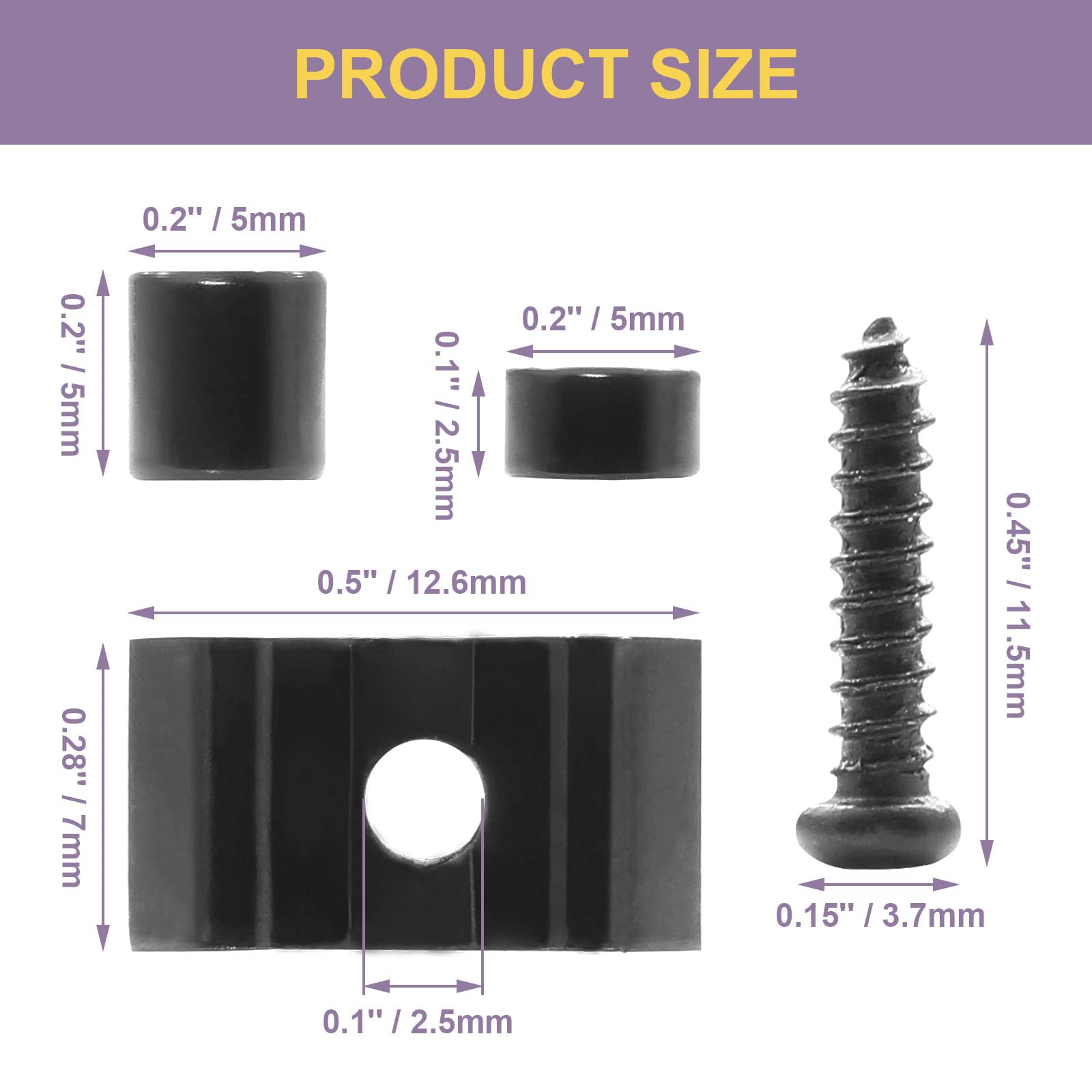 LifCratms 4Pcs Guitar String Trees, Metal Black String Retainer Guides with Mounting Screws Compatible with Fender Stratocaster