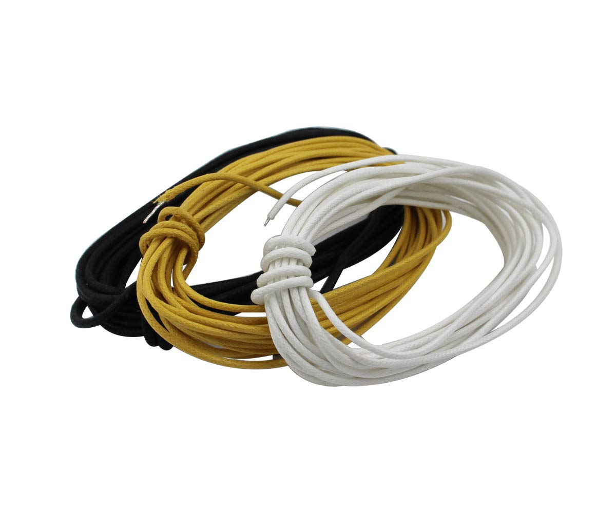 Guyker Cloth-Covered Braided Guitar Wire - 15 Feet (5-White/5-Black/5-Yellow) Electrics Vintage-Style Pushback Guitar Wire