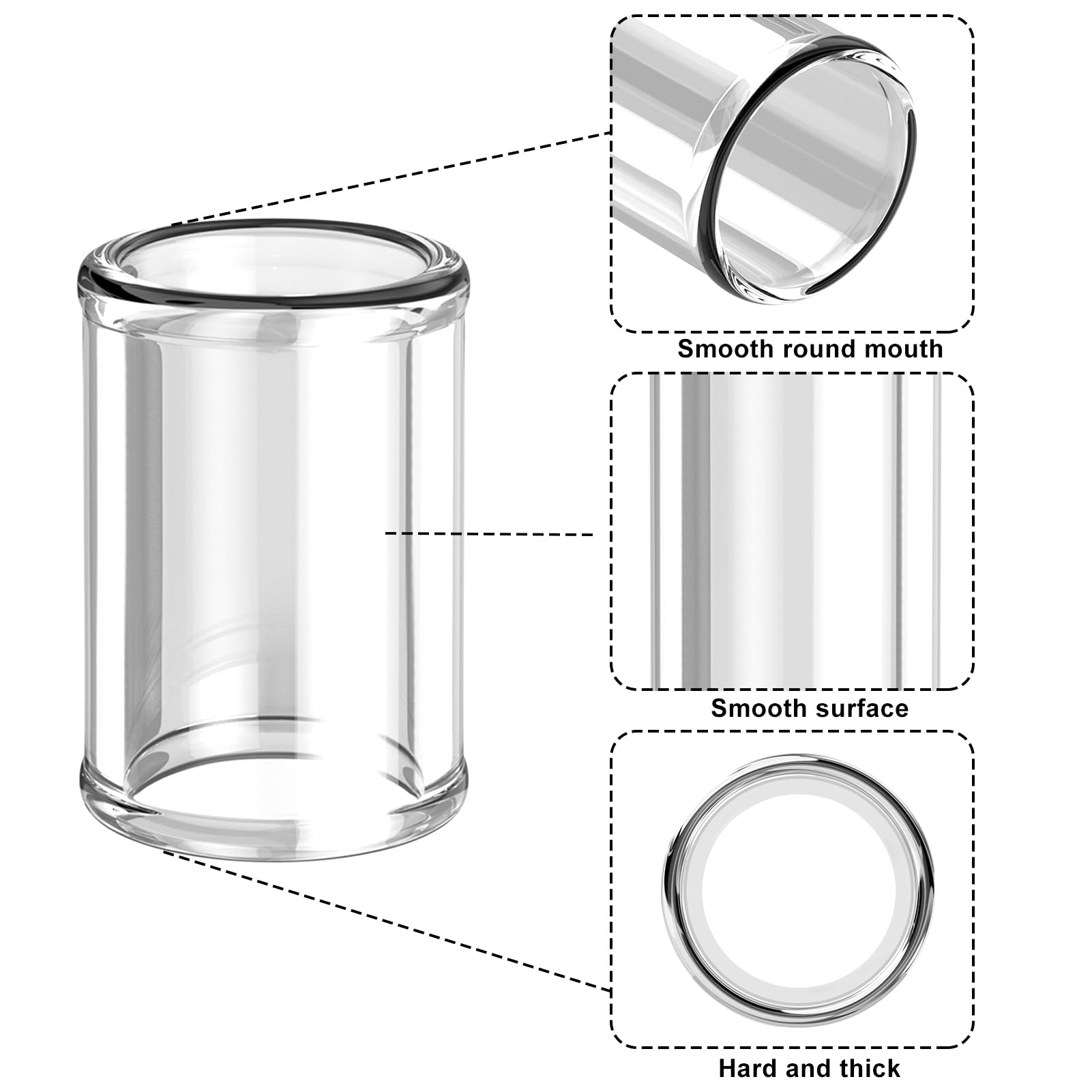 LIFEHIM 8pcs Short Glass Guitar Slide for Electric and Acoustic Resonator Guitars, Multisize Slide Guitar Long 28mm Guitar Finge