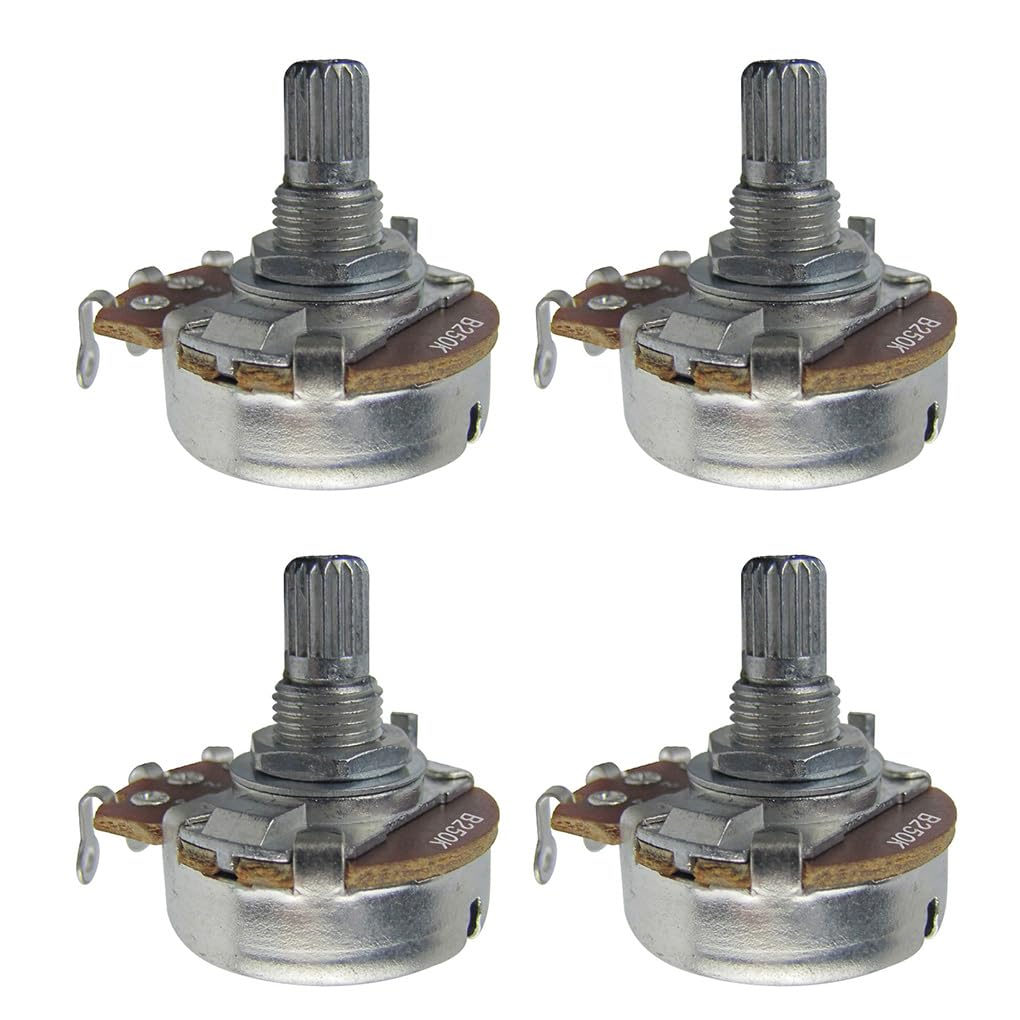 Fleor 4Pcs Full Size 15Mm Shaft Guitar Tone Pot B250K Linear Taper Potentiometer With Bayonet