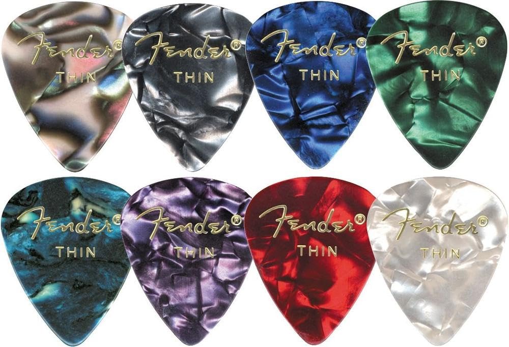 Fender Premium Celluloid Guitar Picks 351 Shape, Blue Moto, Heavy, 12-Pack