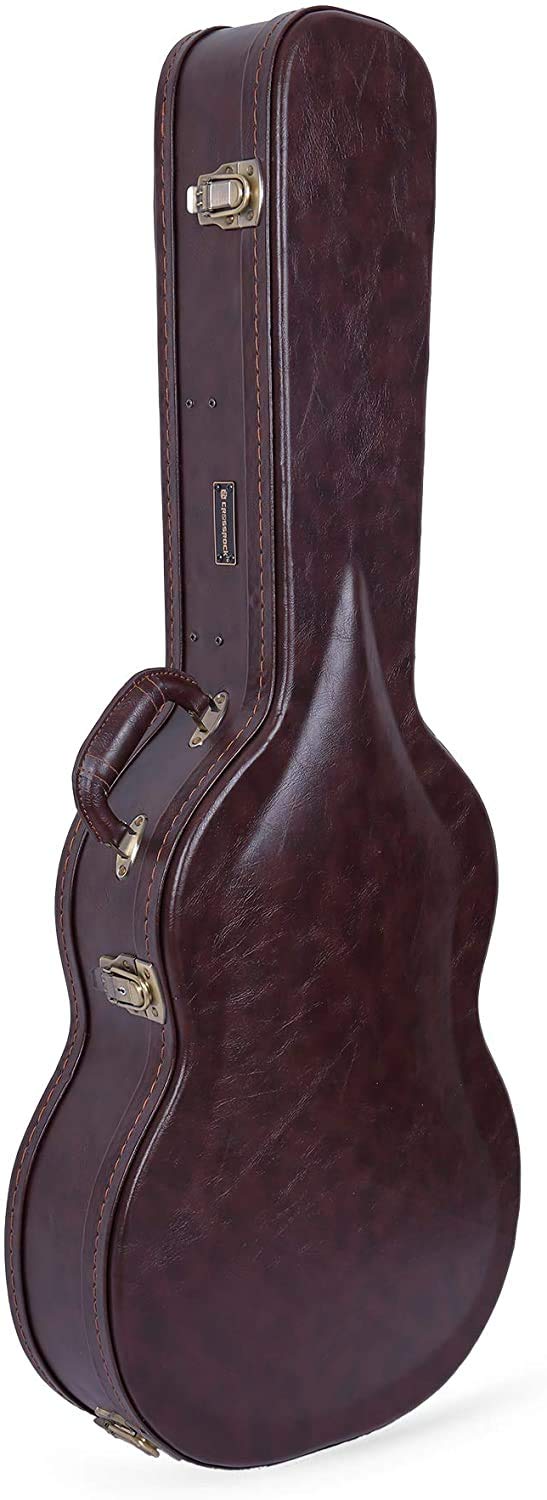 Crossrock Wooden Classical Guitar Case for 4/4 Full Size | Arched Top Design, Plush Interior, Metal Latches, Storage Compartment