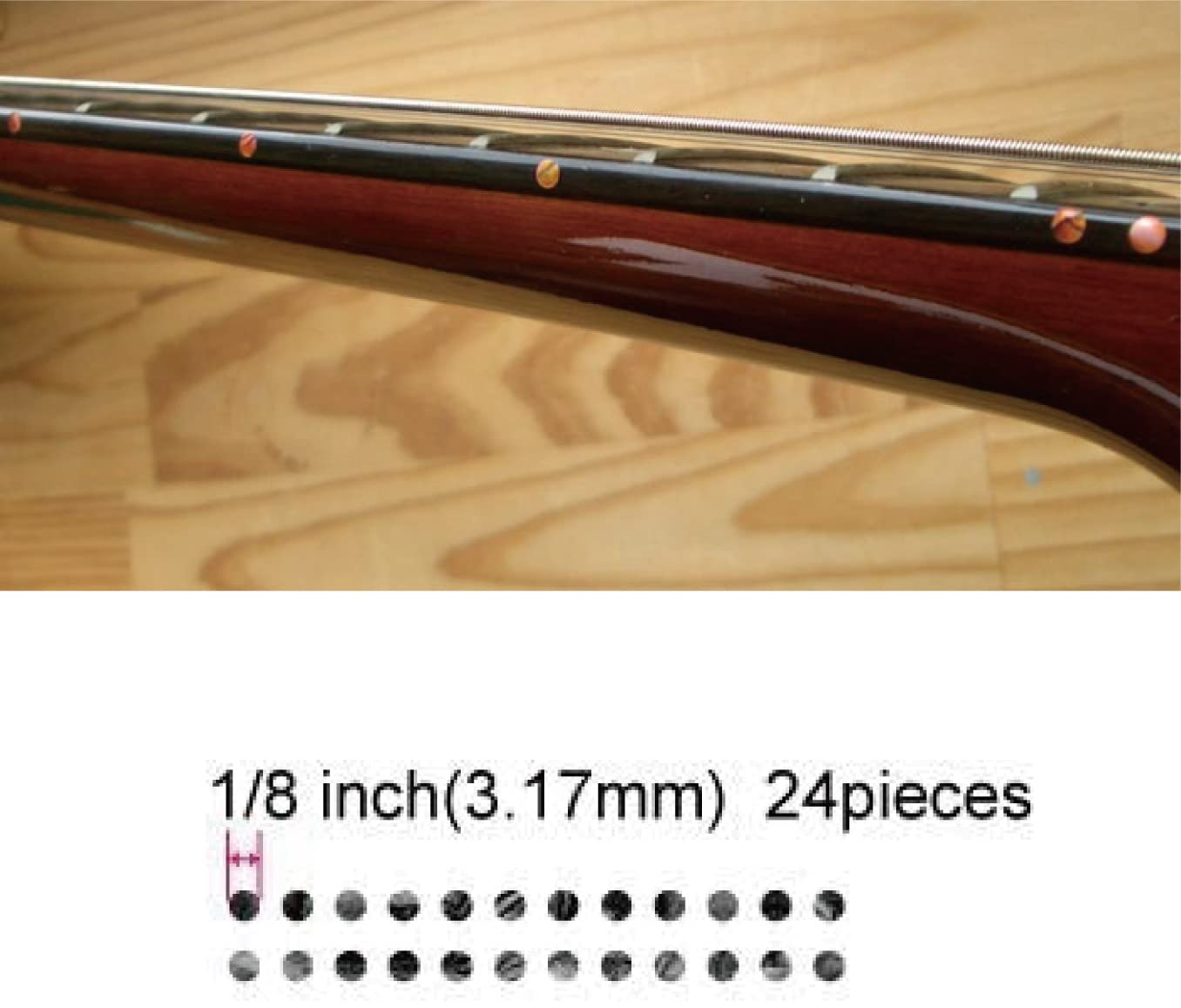 Inlay Sticker Fret Markers for Guitars & Bass - 1/8'' Small Side Marker Dots - Abalone Red