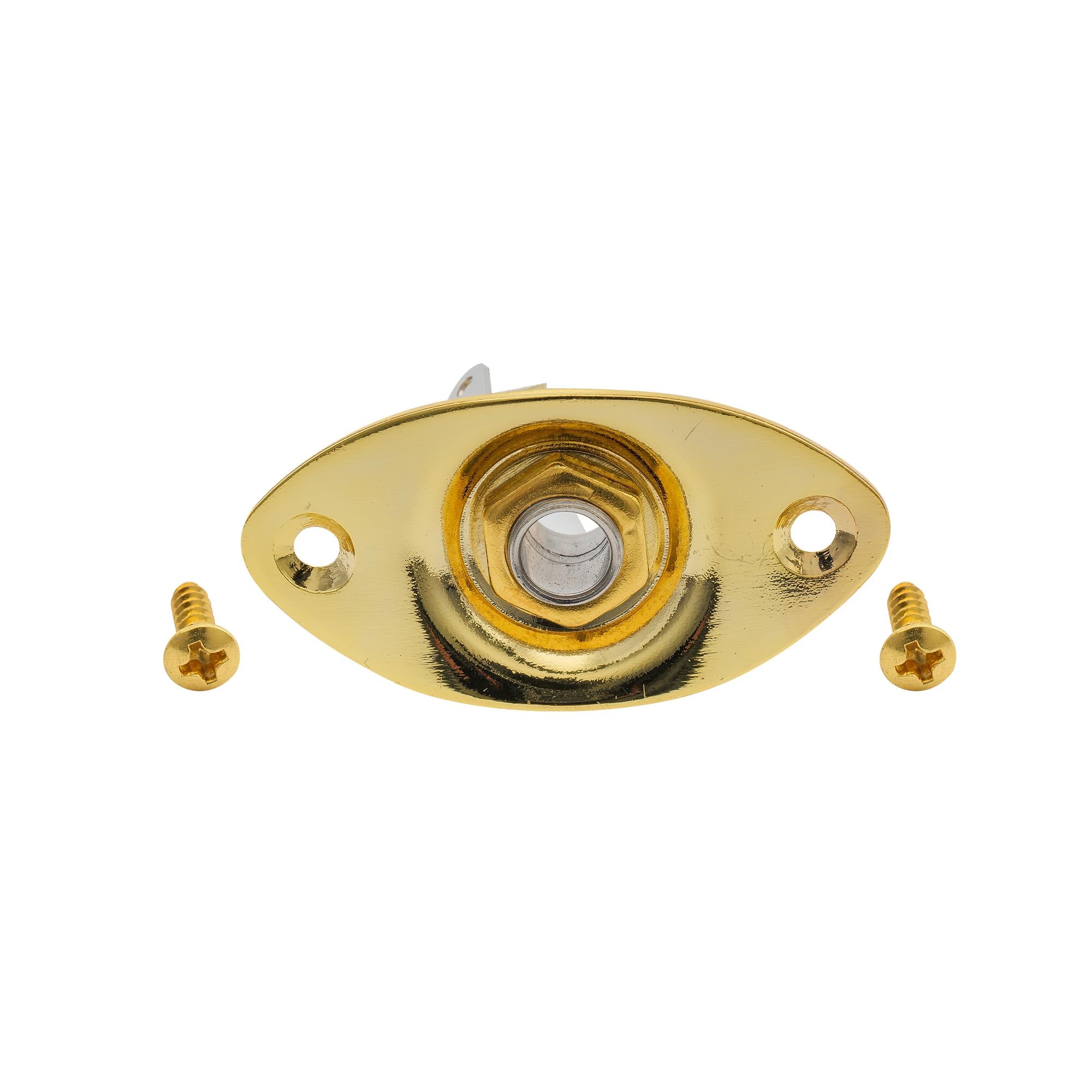 Musiclily 1/4'' Oval Guitar Input Jack Output Plate Jackplate Socket For Fender Strat Tele, Gold