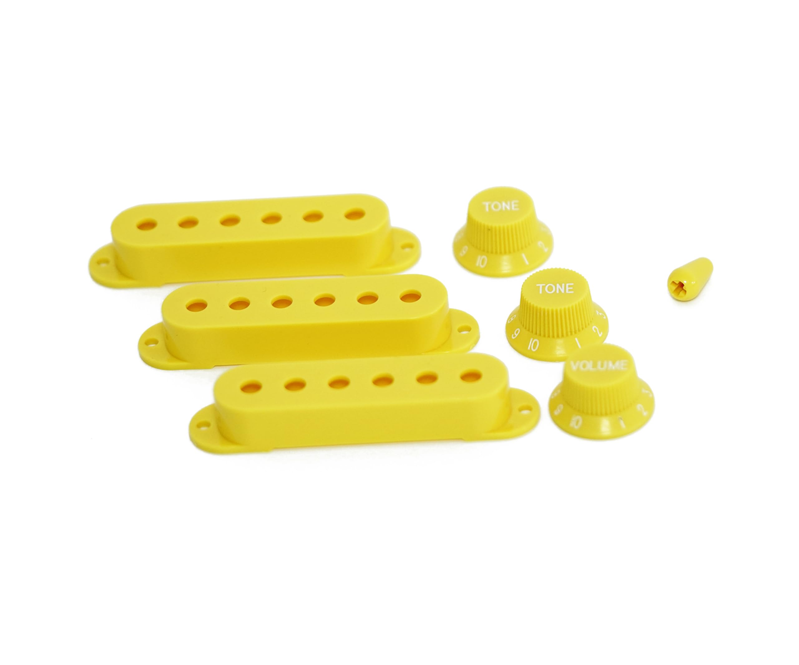 Guyker 3Pcs Plastic Guitars Single Coil Pickup Covers (52Mm Pole Spacing) & 1 Volume 2 Tone 1V2T Switch Knobs & Switch Tip Cap P