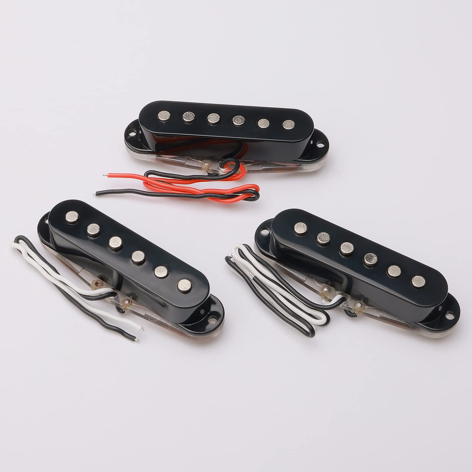 Swhmc Set of Single Coil Pickup Set SSS for Fender Strat Style Guitar Copper Color,with Black Pickup Cover