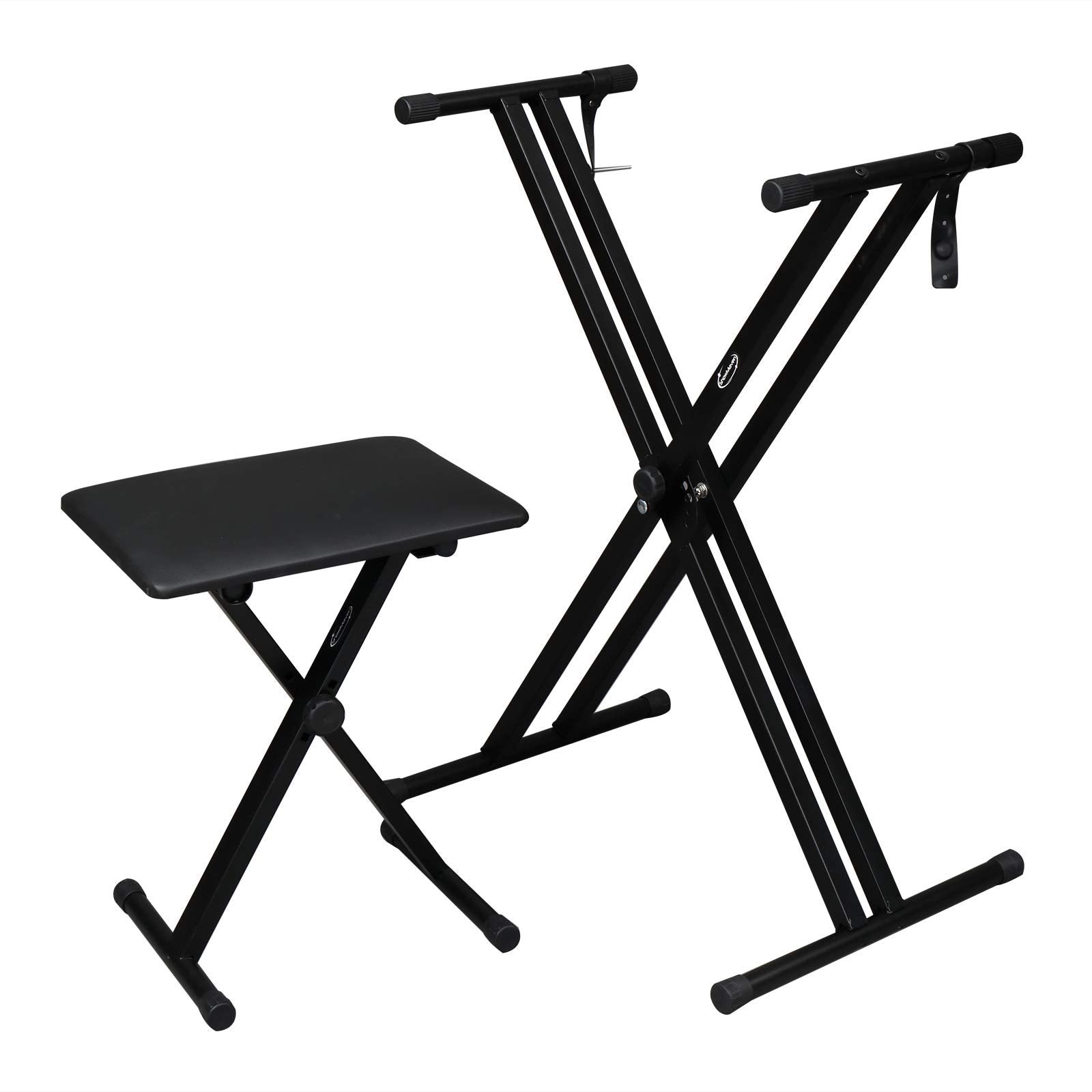 ShowMaven Heavy Duty Keyboard Stand and Bench, Piano Stand and Keyboard Bench with Adjustable Height and Portable (Double-X)
