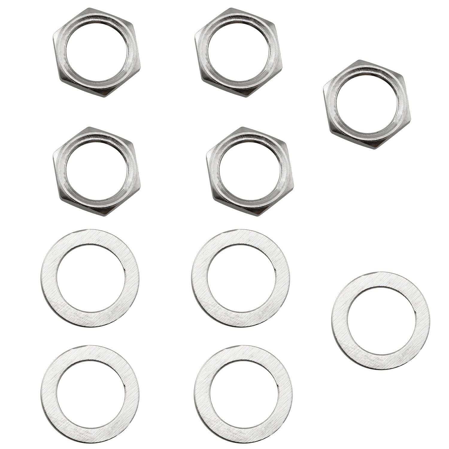 Lq Industrial Jack Socket Nut With Washer 5Sets Silver Electric Guitar Hex Nuts And Washers Guitar Bass Jack Replacement Parts