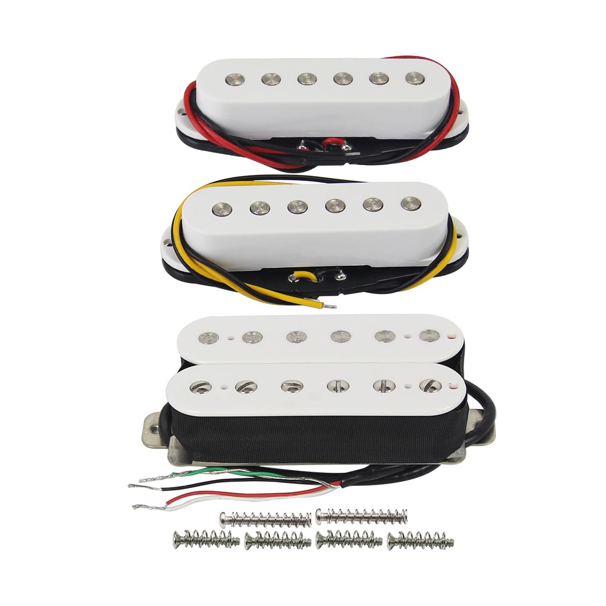 FLEOR 3pcs Ceramic Guitar Pickup HSS Humbucker Pickup Set White Fit ST Style Electric Guitar Part