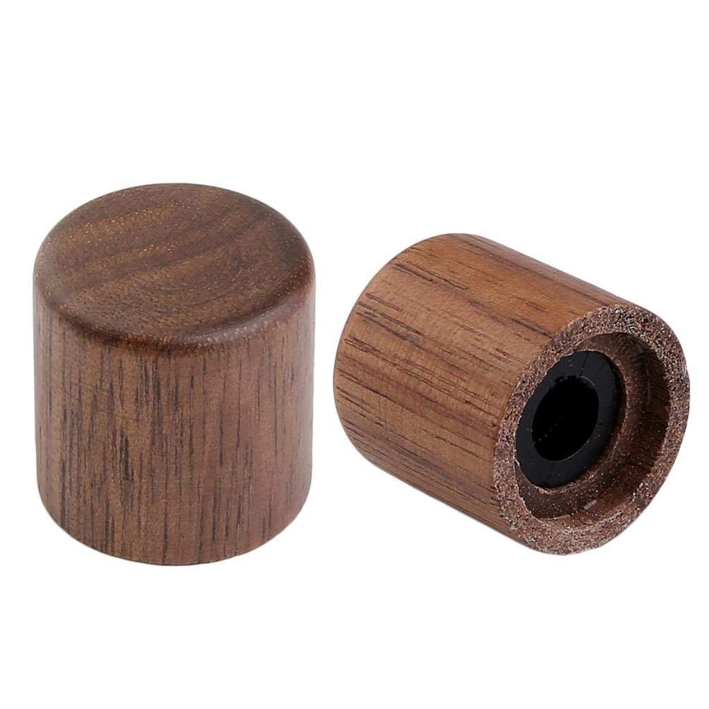 KAISH 2-Pack Wood Knobs Tele Style Flat Top Dome Knobs Guitar Bass Wood Knob Barrel Knobs Walnut Wood